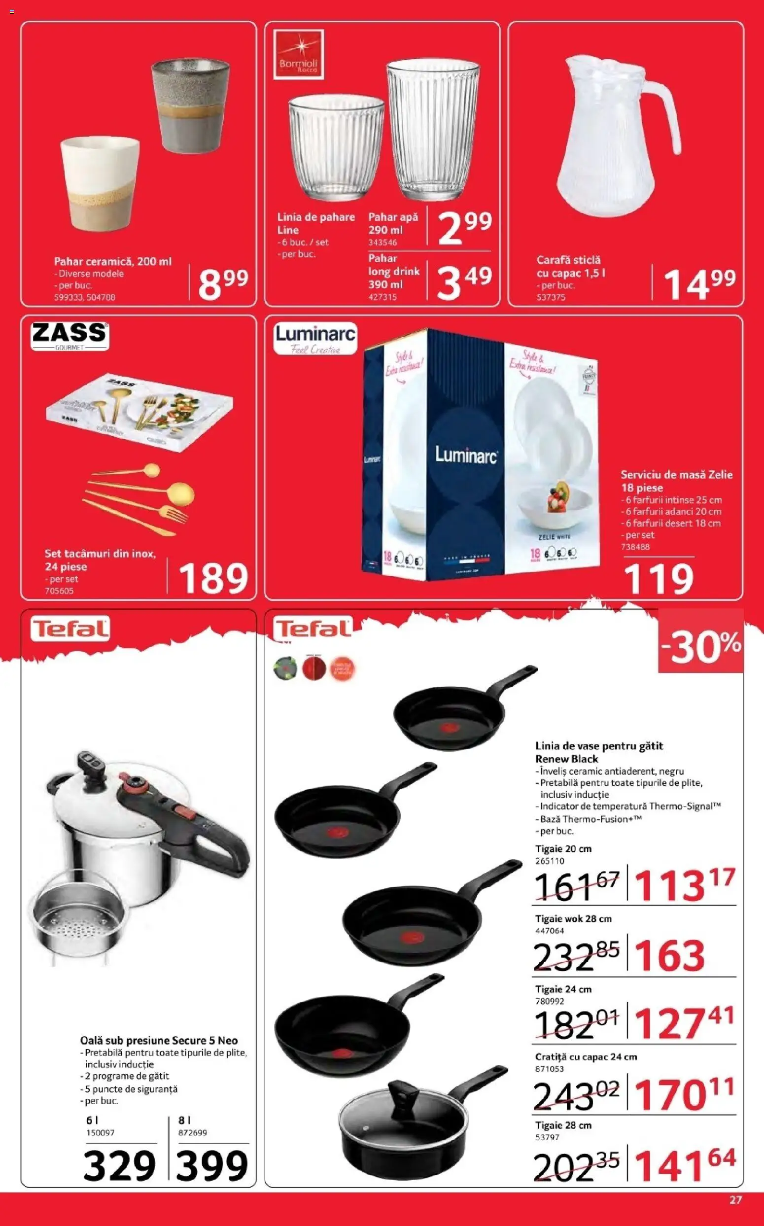 Noul catalog Selgros – valabil de la 03.04.2026 | Pagină: 27 | Produse: Pahare, Oală, Carafă, Apă