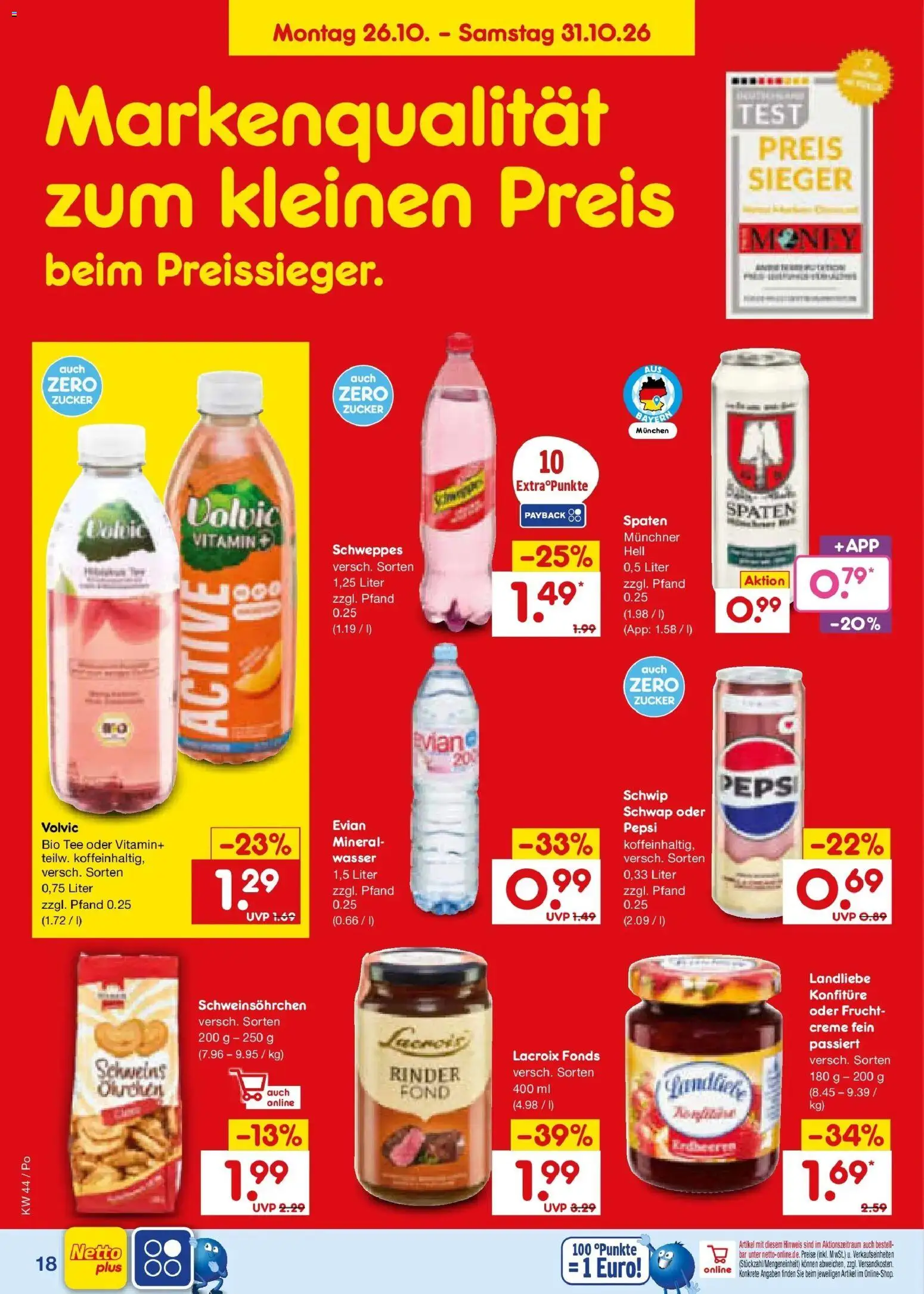 Netto Marken-Discount Prospekt Amberg – gültig ab 26.10.2026 | Seite: 26 | Produkte: Schweppes, Wasser, Zucker, Volvic