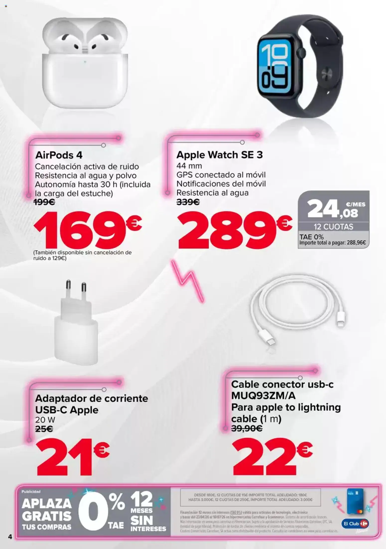 Carrefour Apple Days │ válido desde el 15.05.2026 | Página: 4 | Productos: Polvo, Airpods, Cable, Adaptador