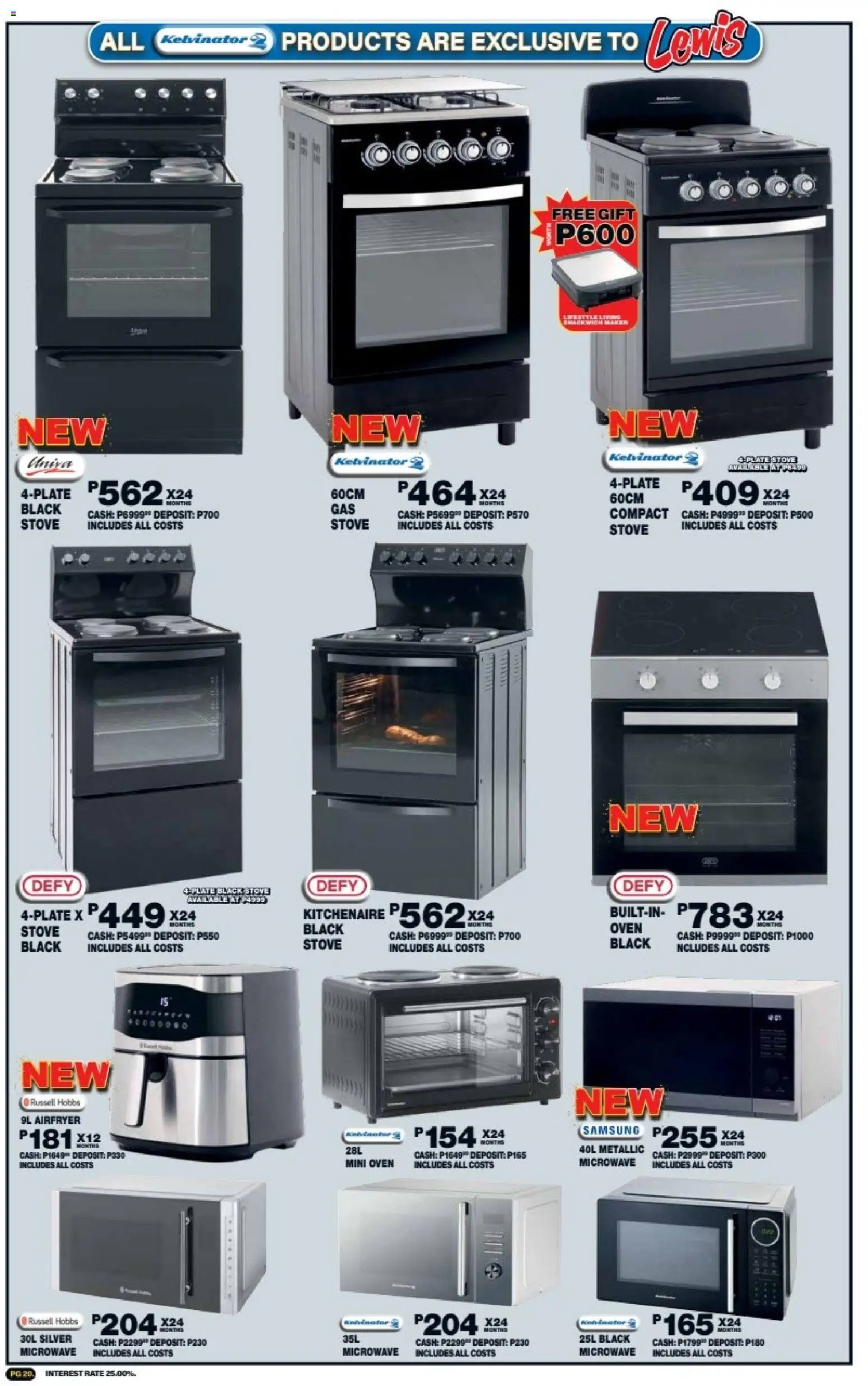 New Lewis Stores catalogue – valid from 05/10/2026 | Page: 20 | Products: Oven, Stove, Microwave