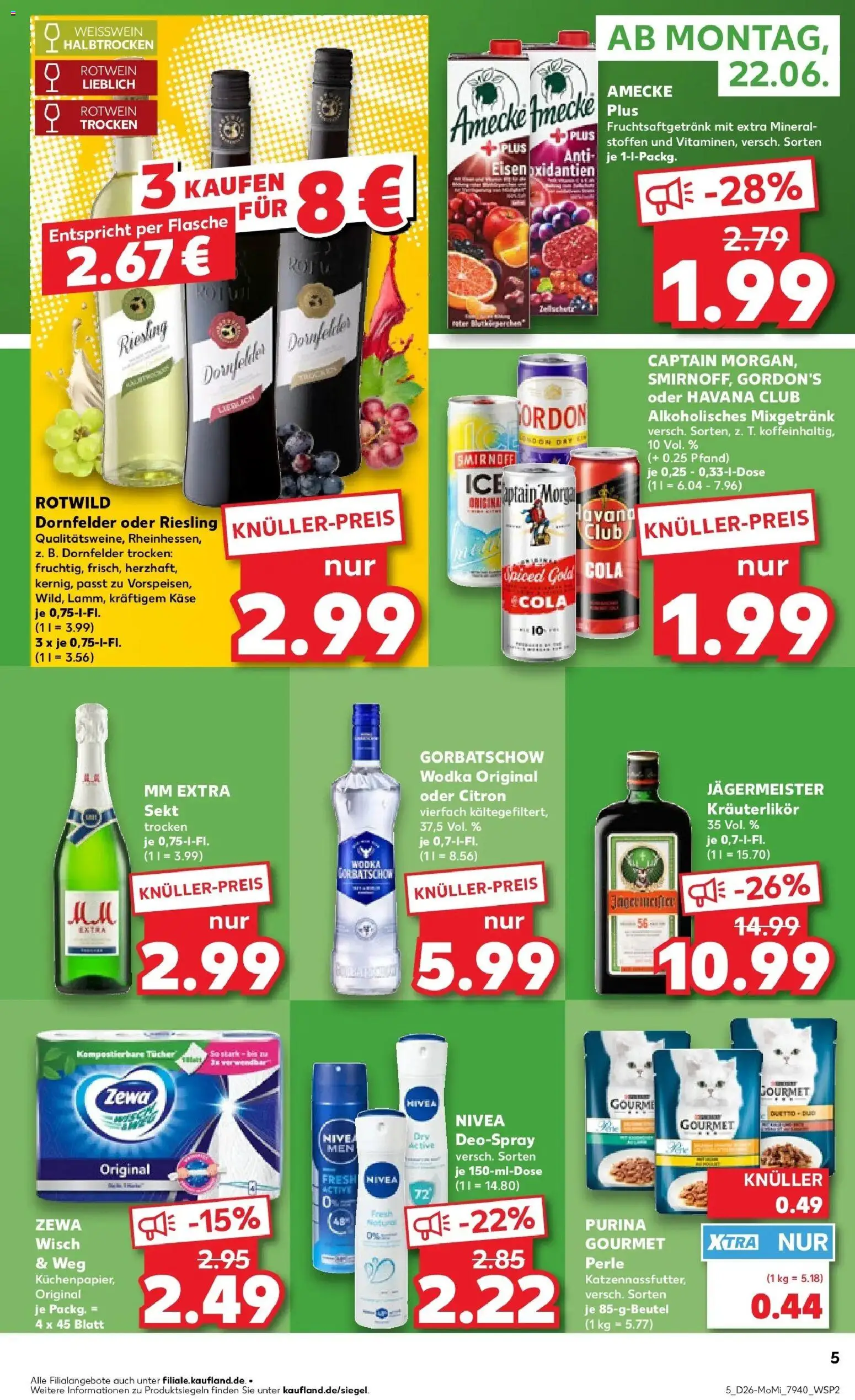 Kaufland Prospekt Kerpen – gültig ab 22.06.2026 | Seite: 5 | Produkte: Cola, Käse, Rotwein, Jägermeister