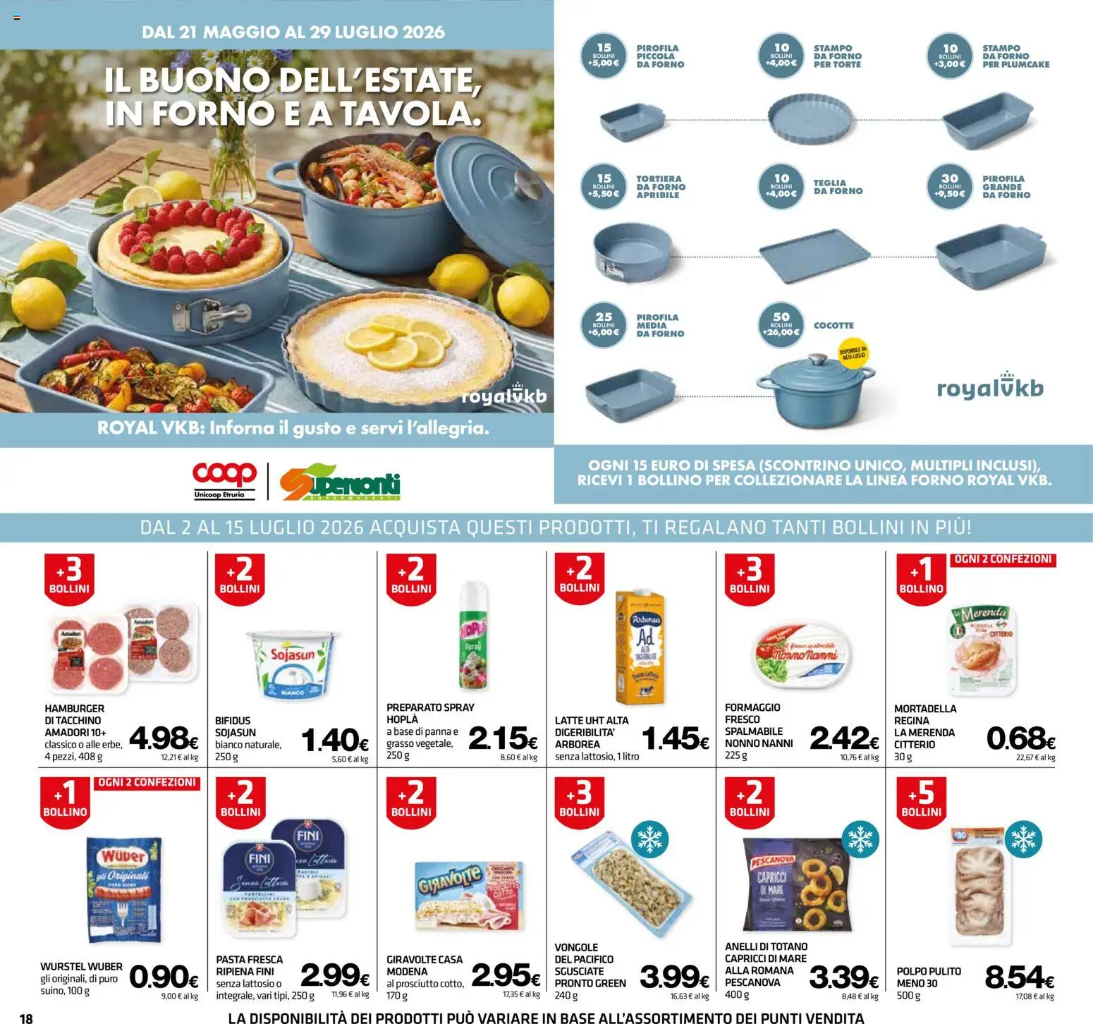Volantino Superconti del 02/07/2026 | Pagina: 18 | Prodotti: Tortiera, Latte, Forno, Hamburger