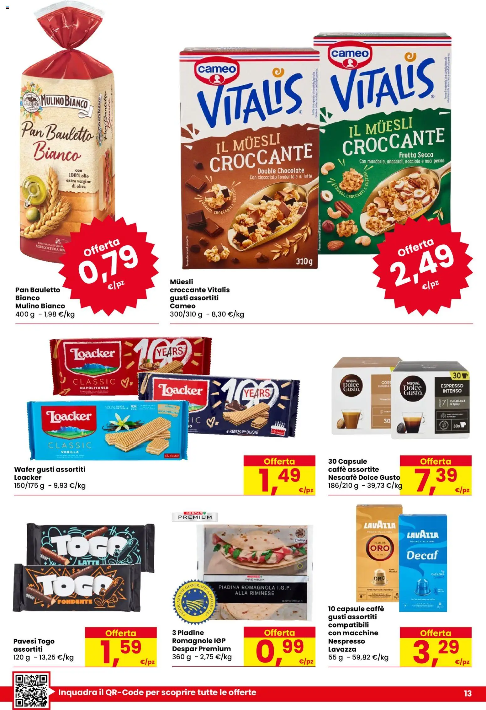 Volantino Eurospar del 03/09/2026 | Pagina: 13 | Prodotti: Caffè, Cioccolato, Frutta secca, Nescafé