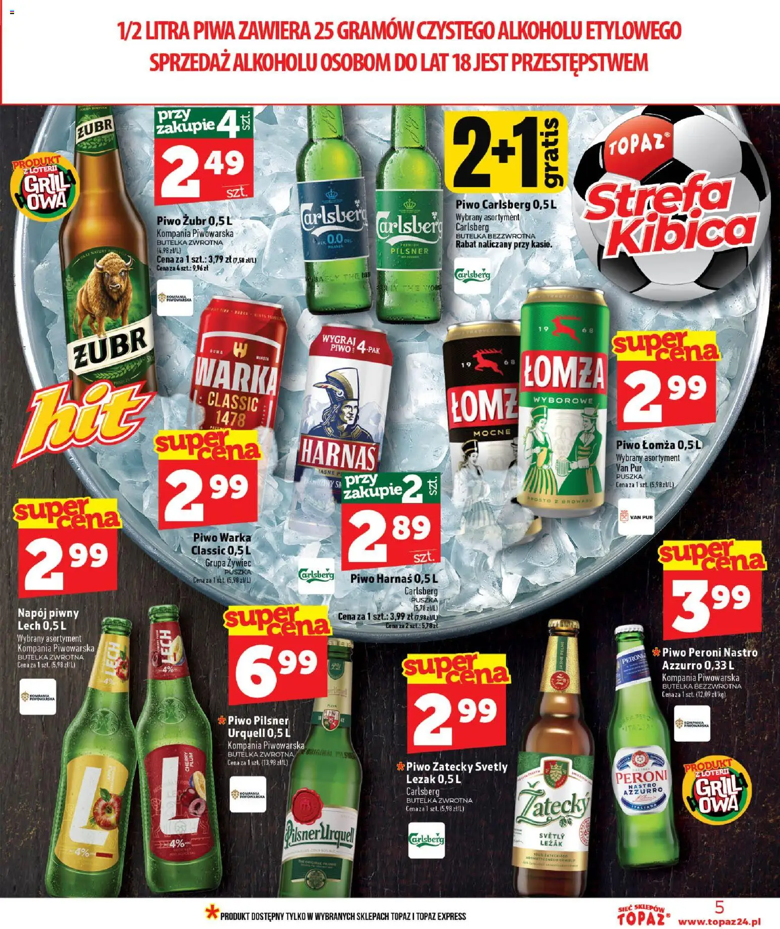 Topaz gazetka od 11.06.2026 | Strona: 5 | Produkty: Leżak, Warka, Piwo Warka, Harnaś