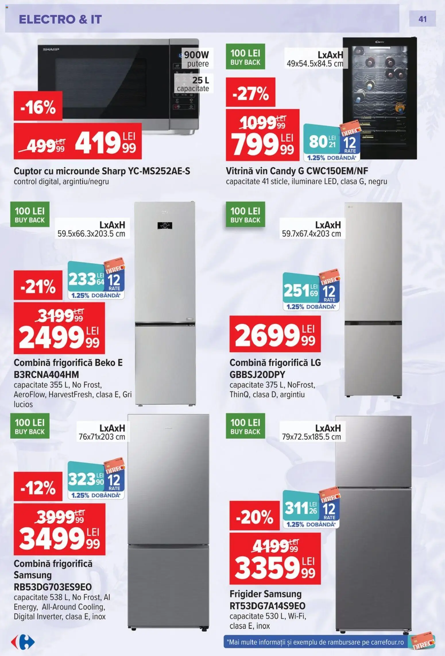 Noul catalog Carrefour – valabil de la 23.09.2026 | Pagină: 41 | Produse: Cuptor, Vitrină, Vin, Combină frigorifică