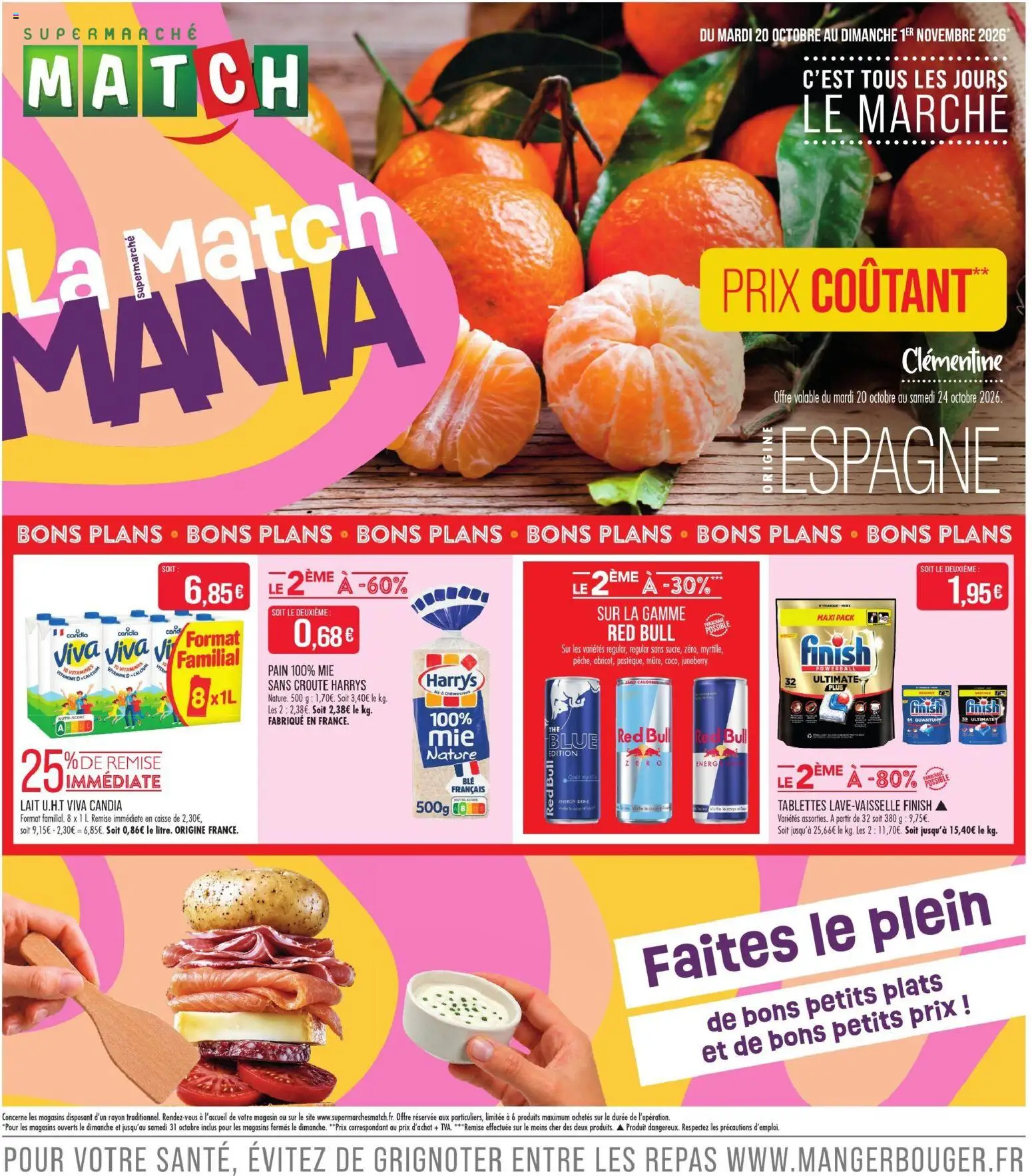 {H1} | Page: 1 | Produits: Clémentine, Red bull, Lait, Pain