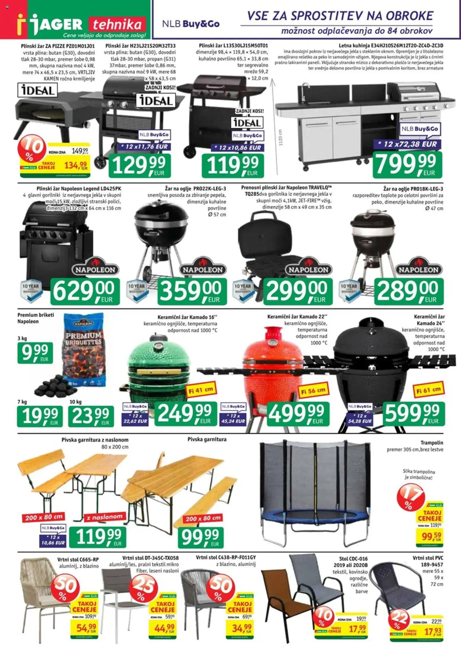 Novi Jager katalog ponudbe – veljaven od 17.06.2026 | Stran: 10 | Izdelki: Plinski žar, Vrtni stol, Stol, Kuhinja
