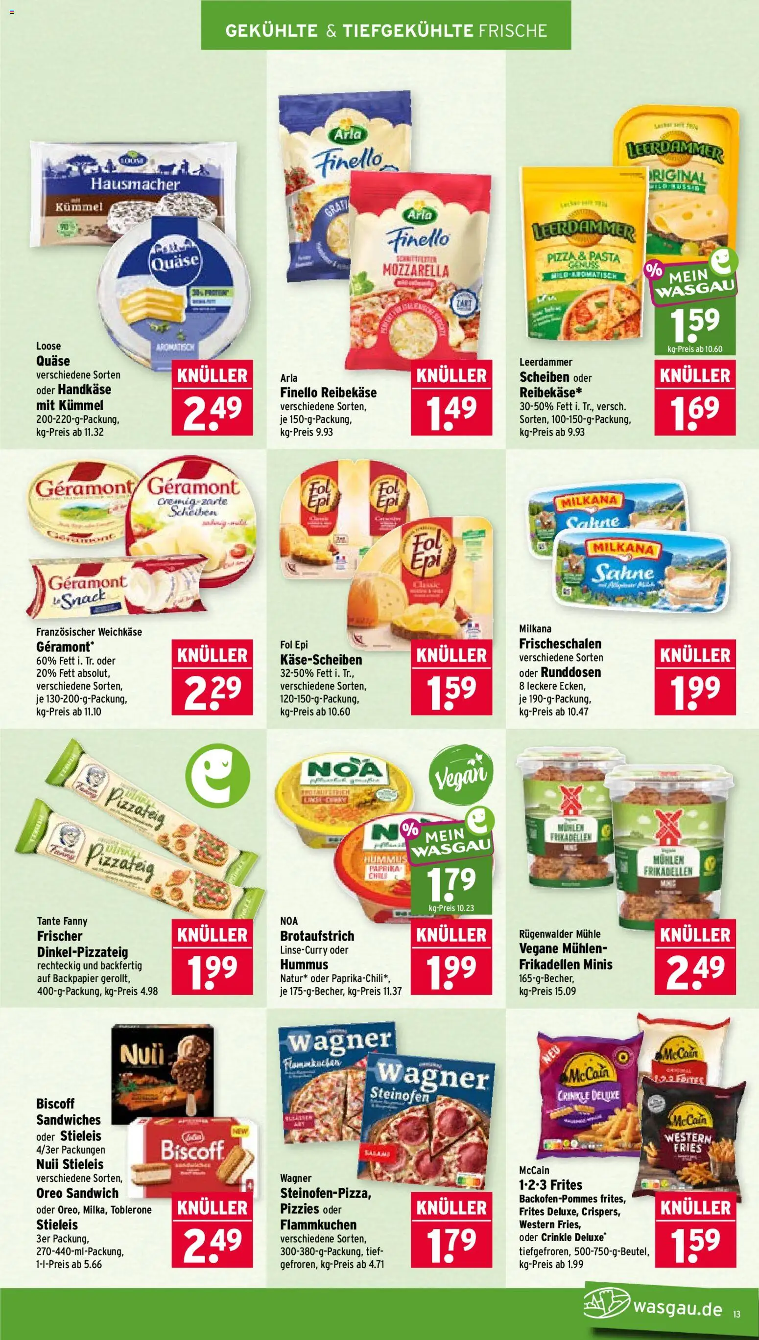 Wasgau Prospekt – gültig ab 03.08.2026 | Seite: 13 | Produkte: Mühle, McCain, Pizza, Reibekase