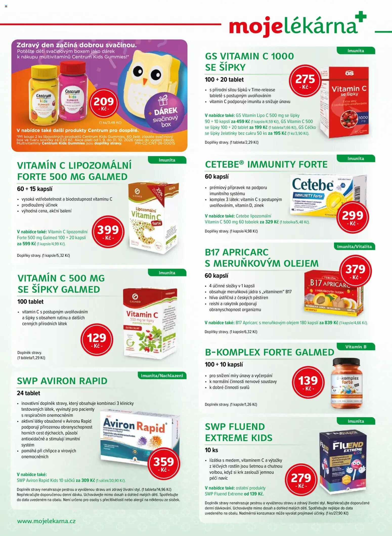 Moje lékárna leták od 12.09.2026 | Strana: 10 | Produkty: Vitamin c, Box, Hlíva ústřičná, Šipky