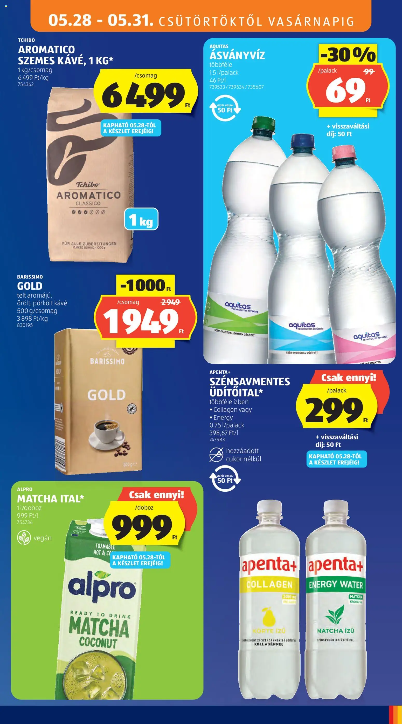 Aldi akciós ujság - amely érvényes a következő dátumtól: 28.05.2026 | Oldal: 17 | Termékek: Körte, Alpro, Kávé, Vegán