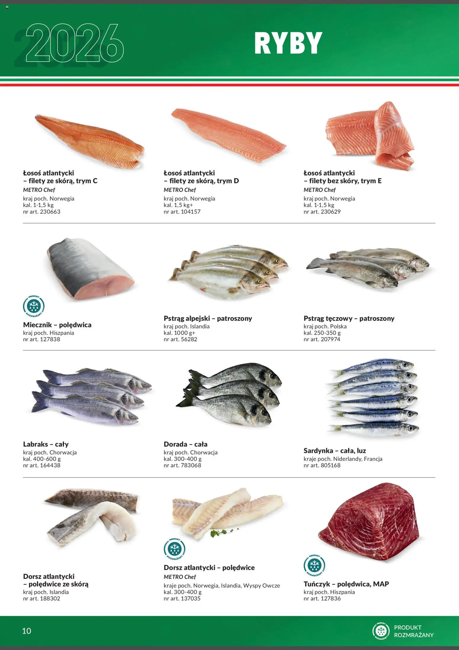 Makro Gazetka - Italia od 01.02.2026 | Strona: 10 | Produkty: Łosoś atlantycki, Dorsz atlantycki, Łosoś, Dorada