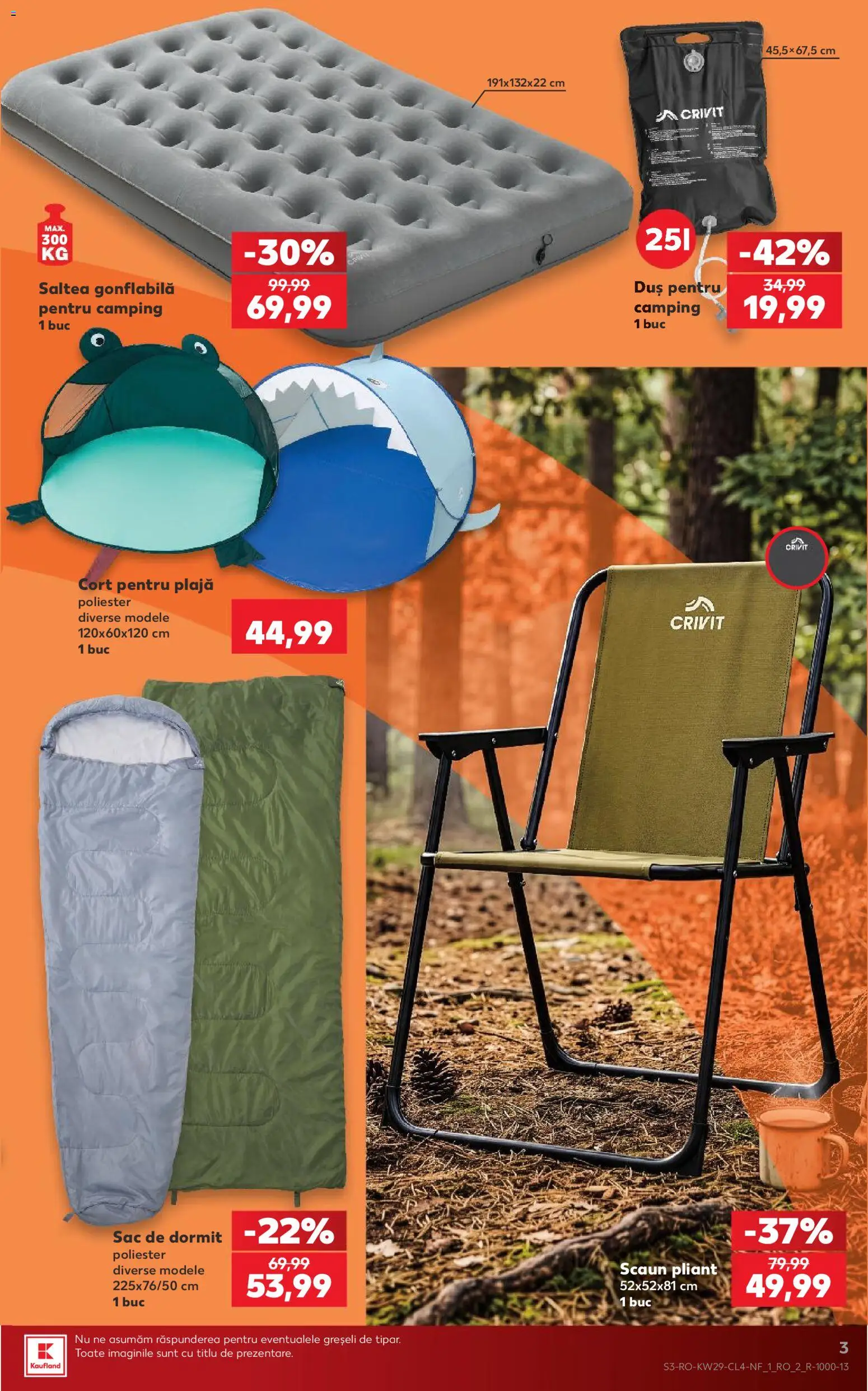 Noul catalog Kaufland – valabil de la 15.07.2026 | Pagină: 3 | Produse: Cort, Saltea, Scaun, Duș