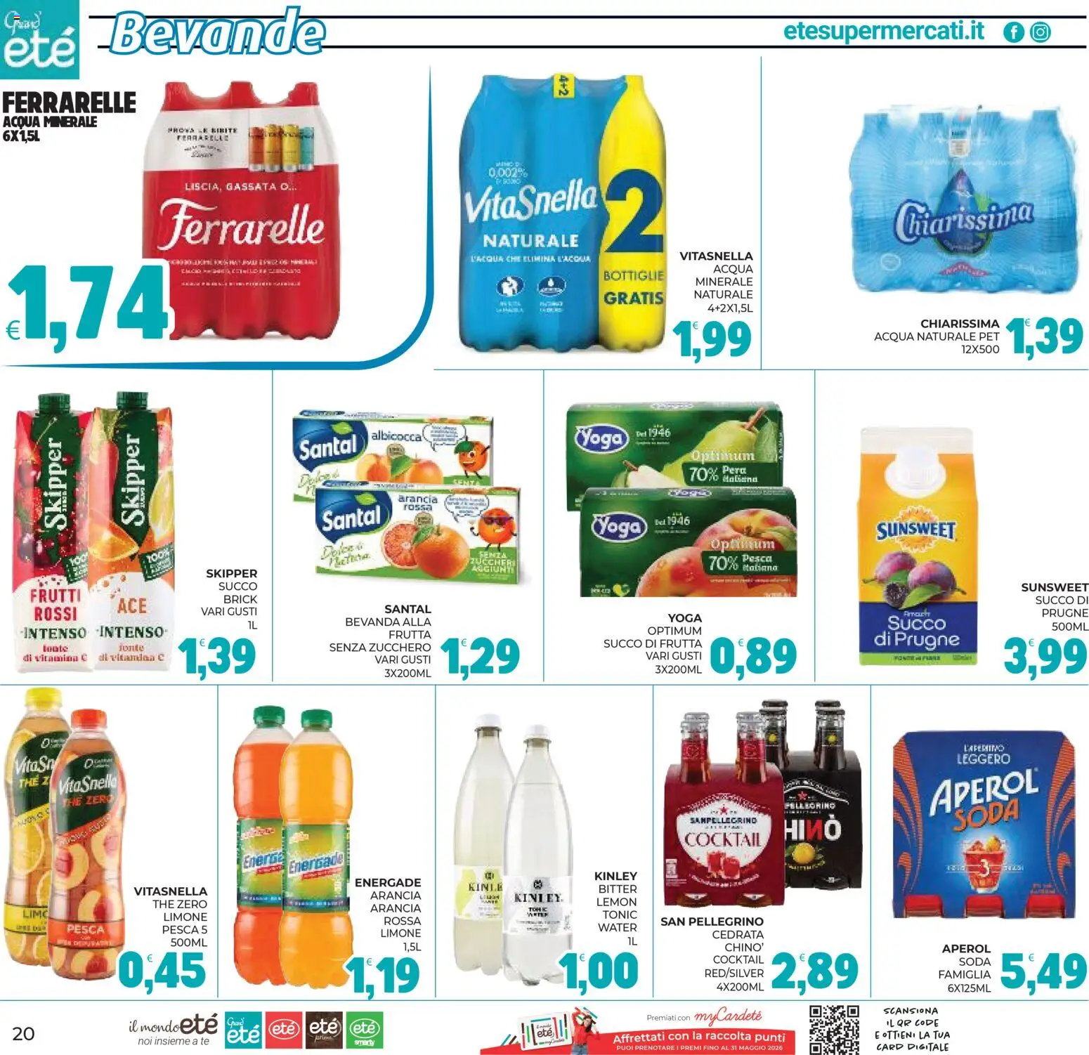 Volantino Eté del 29.04.2026 | Pagina: 20 | Prodotti: Lime, The, Acqua minerale, Ferrarelle