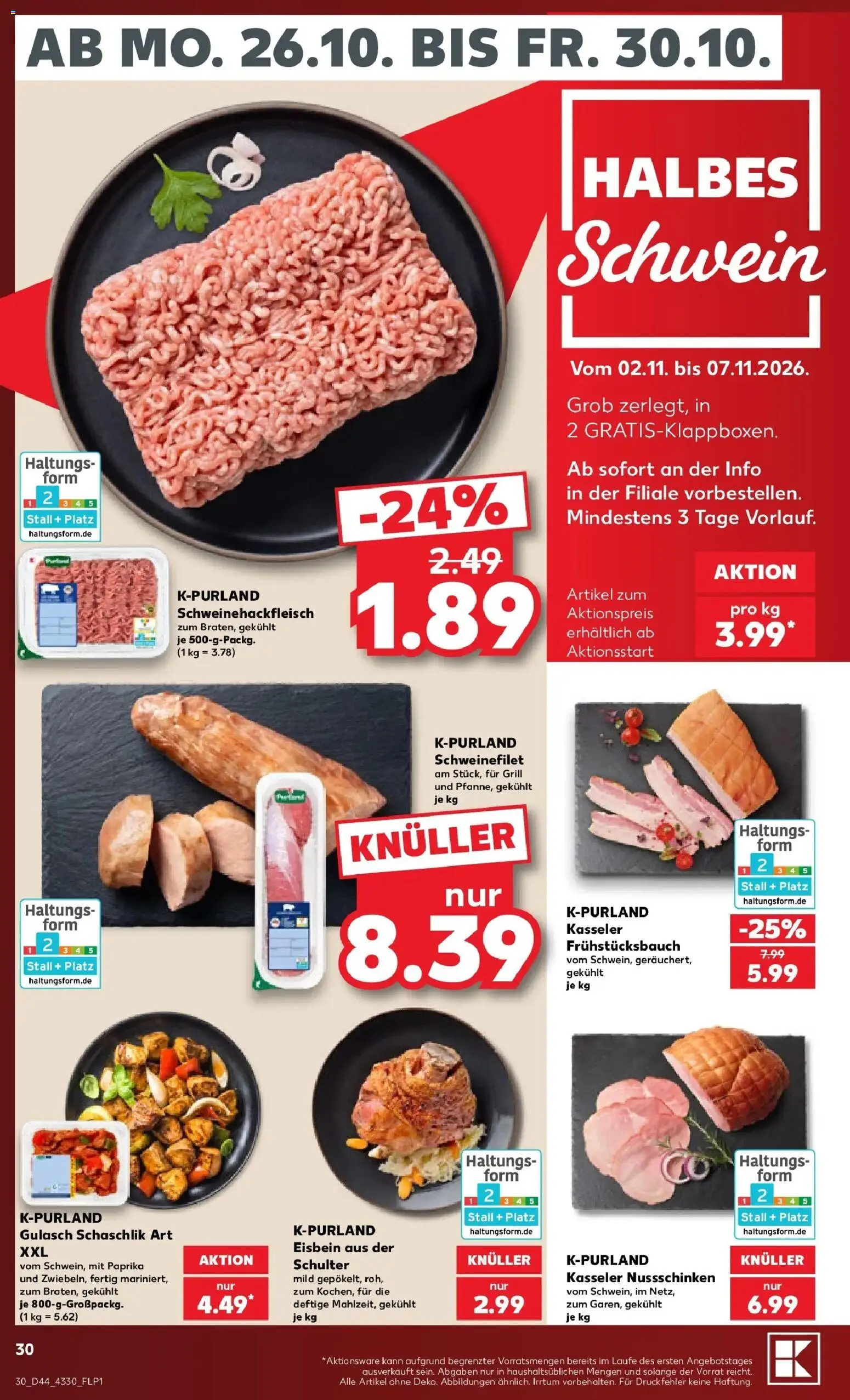 Prospekt Kaufland ab 26.10.2026 » Angebote Online zum Blättern | Seite: 30 | Produkte: Grill, Paprika, Gulasch, Schulter
