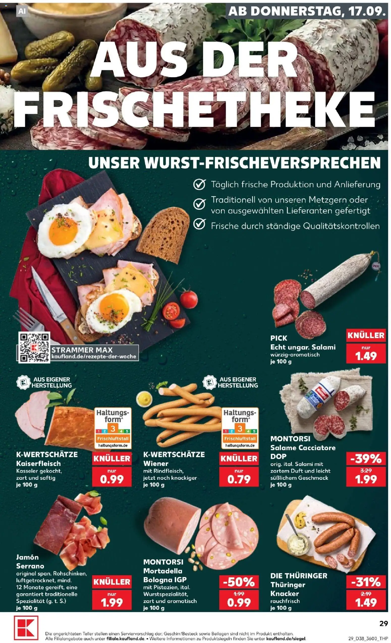 Kaufland Prospekt Zeitz – gültig ab 17.09.2026 | Seite: 29 | Produkte: Beilagen, Duft, Salami, Rindfleisch