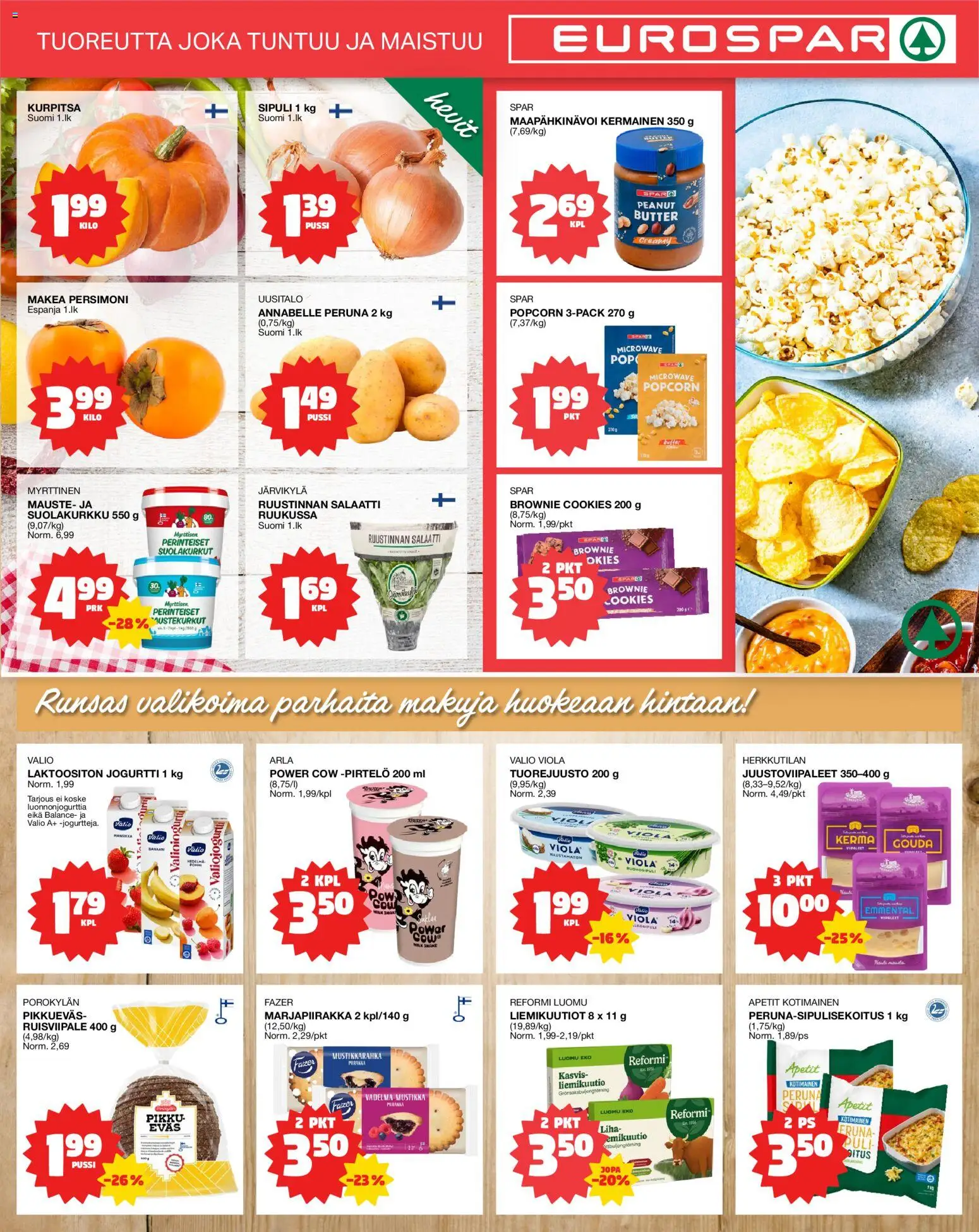 Tokmanni Eurospar – voimassa 22/10/2026 alkaen | Sivu: 3 | Tuotteet: Suolakurkut, Peruna, Kerma, Salaatti