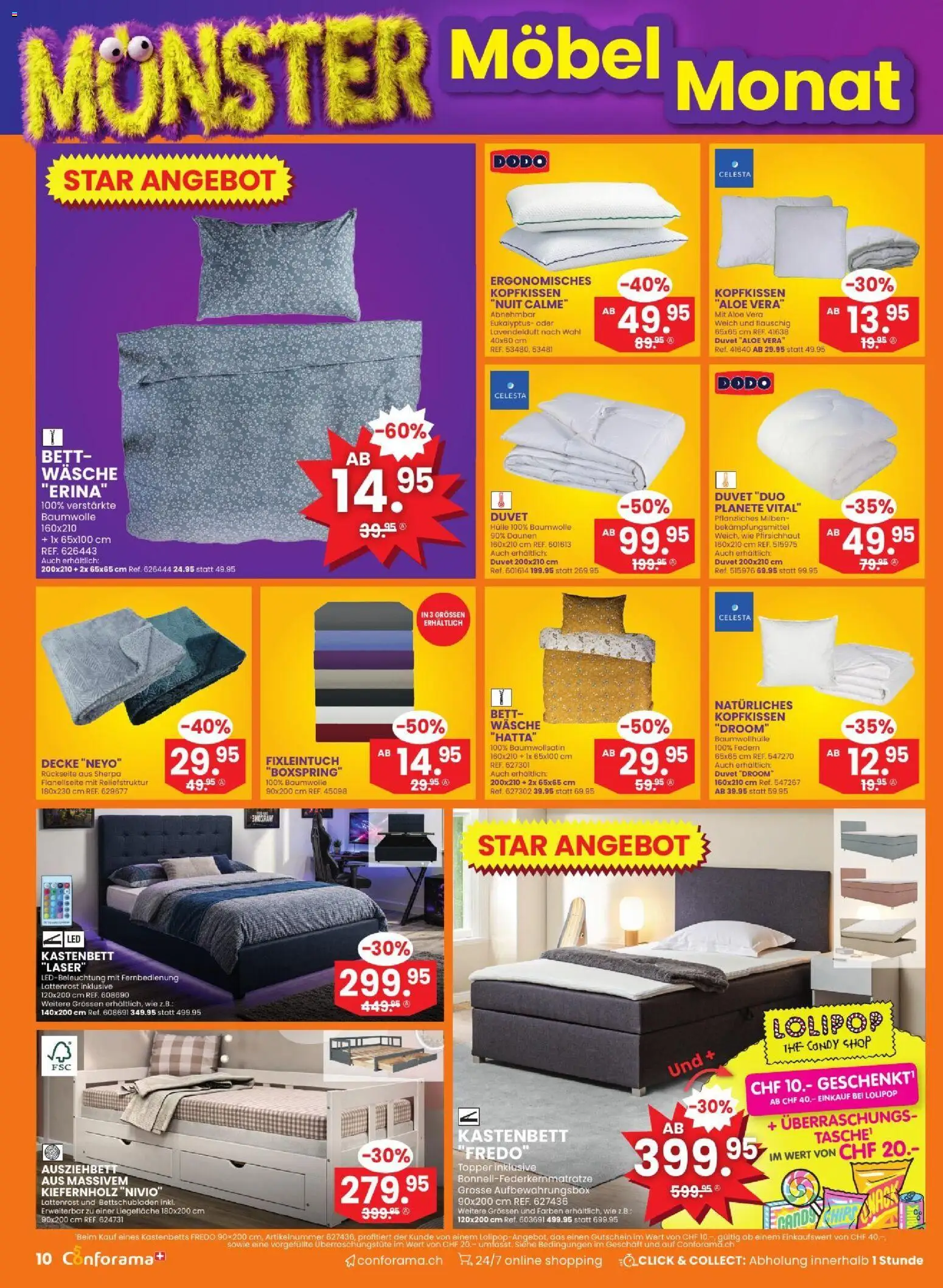 Conforama aktionen – gültig ab 28.10.2026 | Seite: 10 | Produkte: Decke, Kopfkissen, Lattenrost, Bett