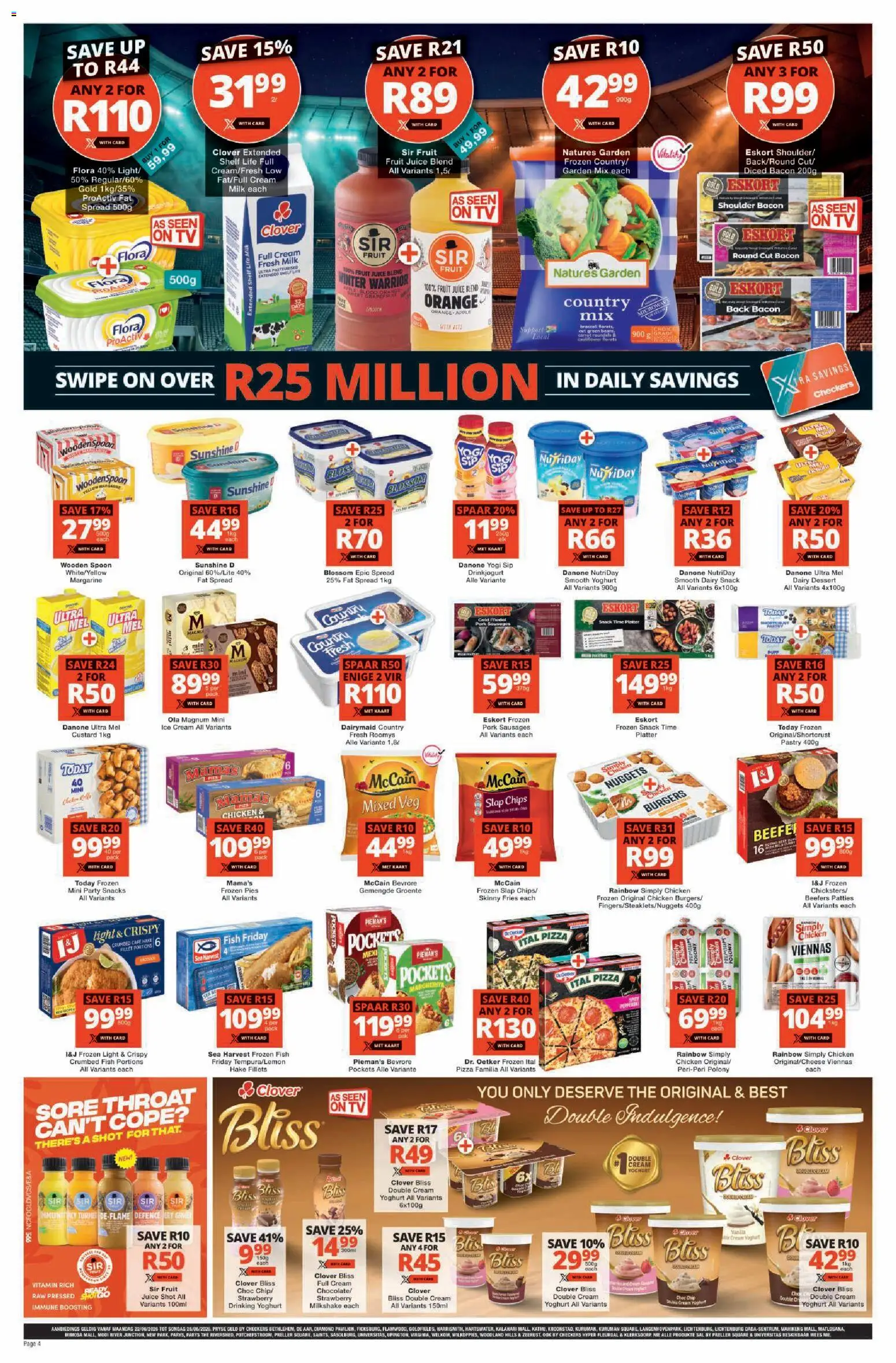 New Checkers catalogue – valid from 22/06/2026 | Page: 4 | Products: Yoghurt, Shelf, Chicken, Fish
