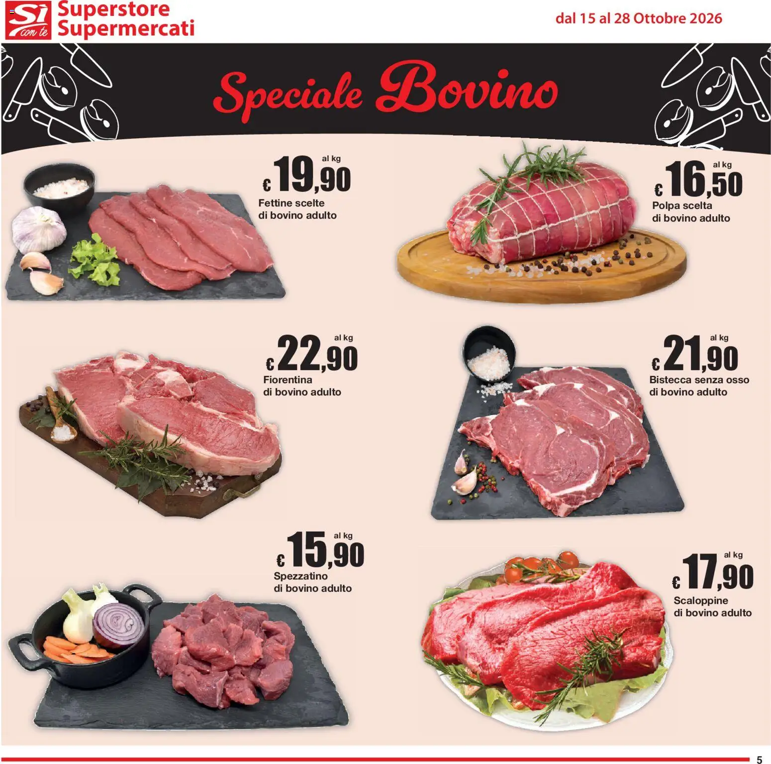 Volantino Sì con Te del 15/10/2026 | Pagina: 5 | Prodotti: Bovino, Tè, Bistecca