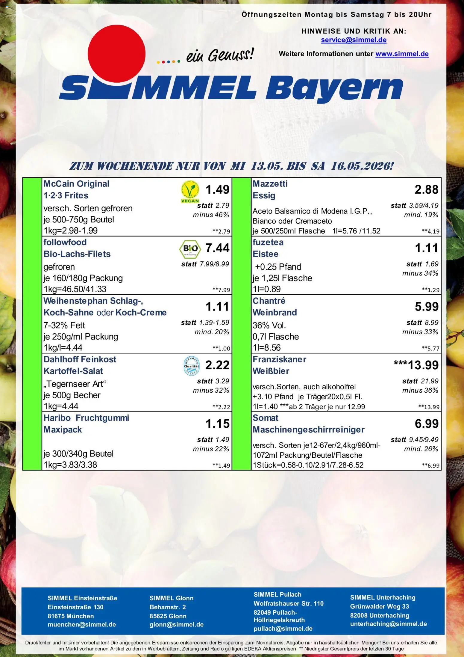Simmel Bayern – gültig ab 11.05.2026 | Seite: 10 | Produkte: Franziskaner, Haribo, Essig, Weißbier