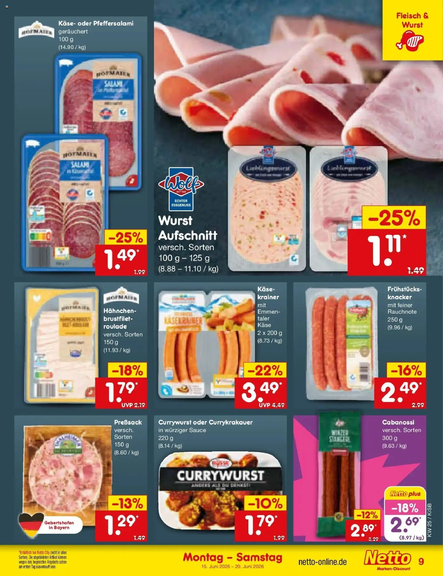 Netto Marken-Discount Prospekt Oberhaid – gültig ab 15.06.2026 | Seite: 11 | Produkte: Hahnchen, Käse, Wurst, Fleisch