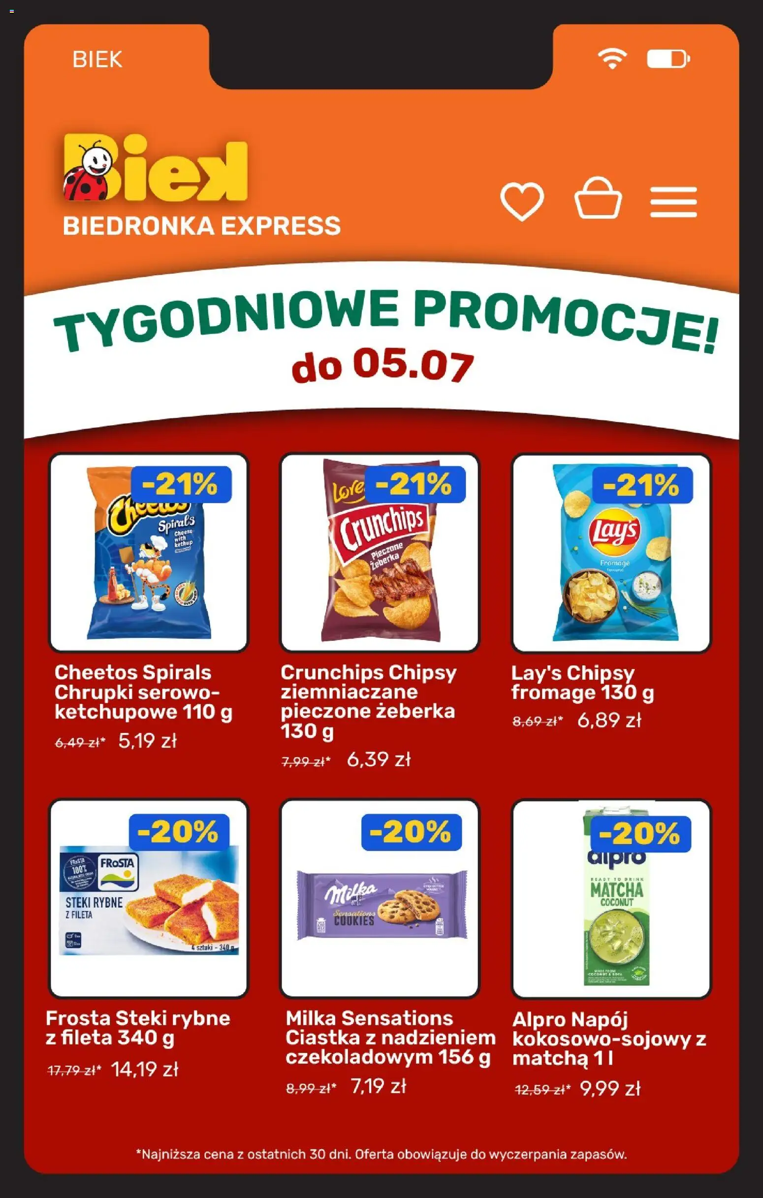 Biedronka gazetka - Biek od 03.07.2026 | Strona: 5 | Produkty: Chipsy, Steki, Milka, Ciastka