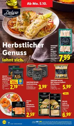 DELUXE Lachs in Blätterteig, Versch. Sorten. Tiefgefroren. Je 700 g ab 05.10.2026 gültig | Seite: 24 | Produkte: Lachs, Räucherlachs, Pfifferlinge, Dill