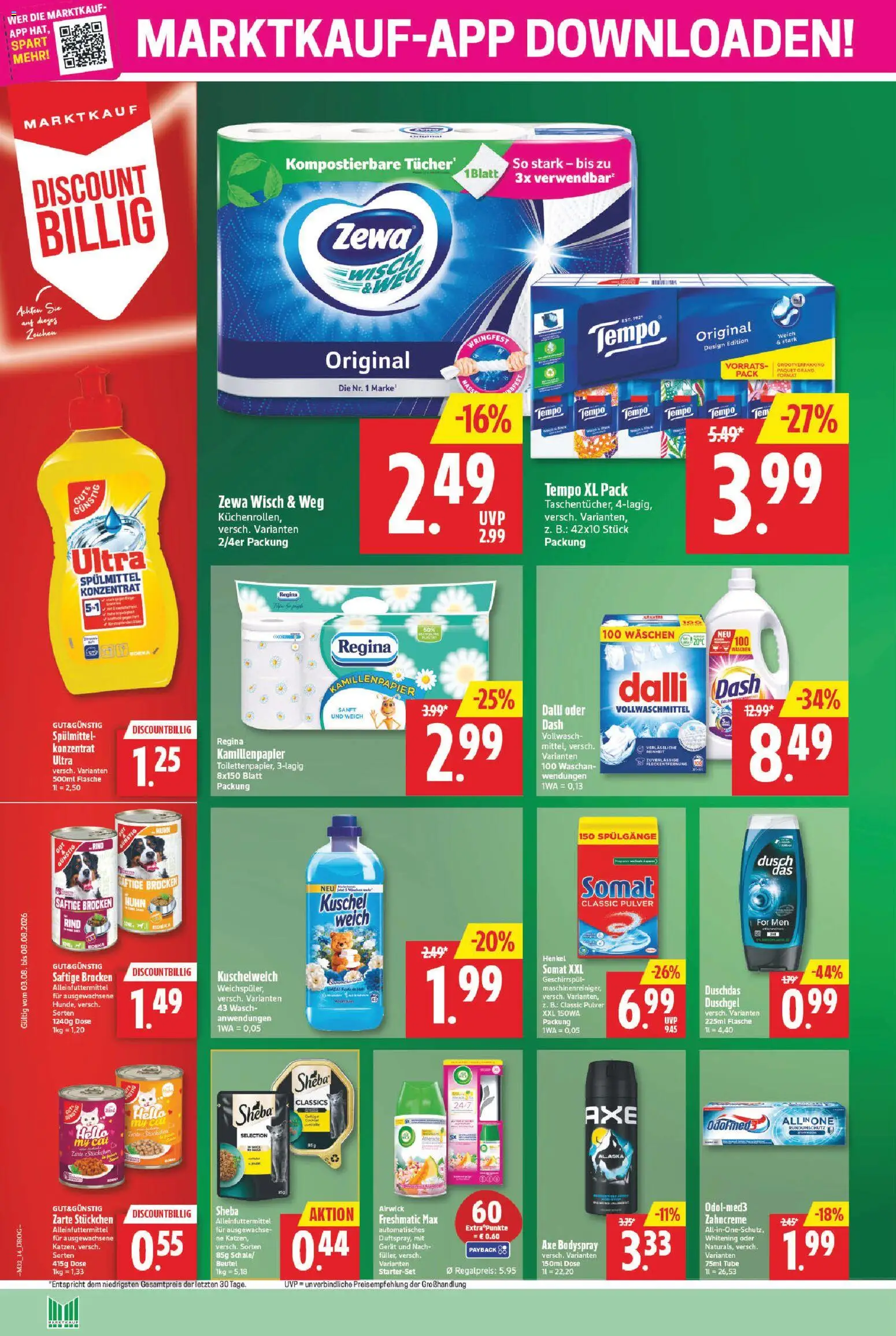 Marktkauf Prospekt – gültig ab 03.08.2026 | Seite: 14 | Produkte: Kuschelweich, Zewa, Axe, Tempo