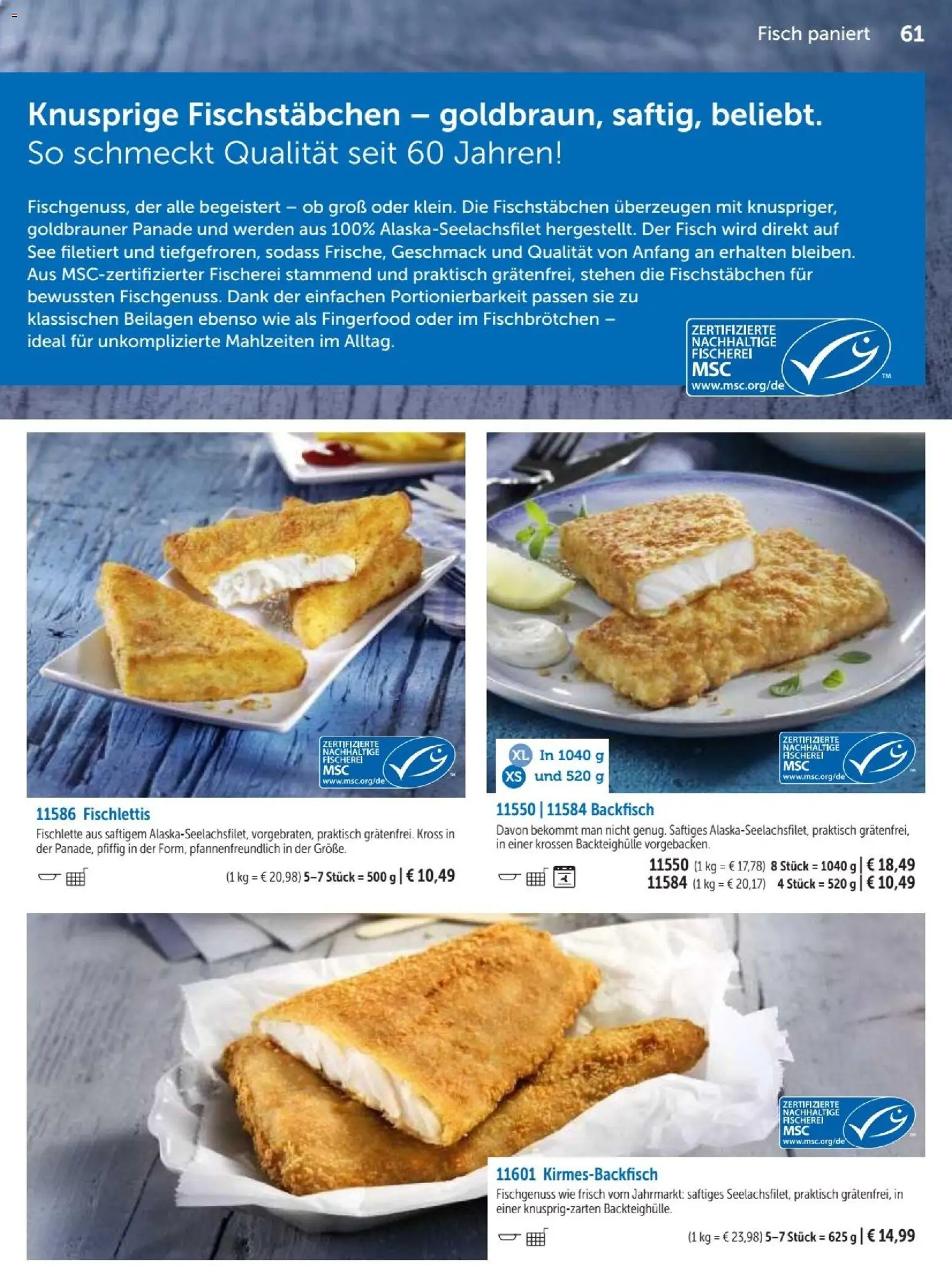 Bofrost Katalog – gültig ab 07.09.2026 | Seite: 61 | Produkte: Beilagen, Fisch, Fischstabchen