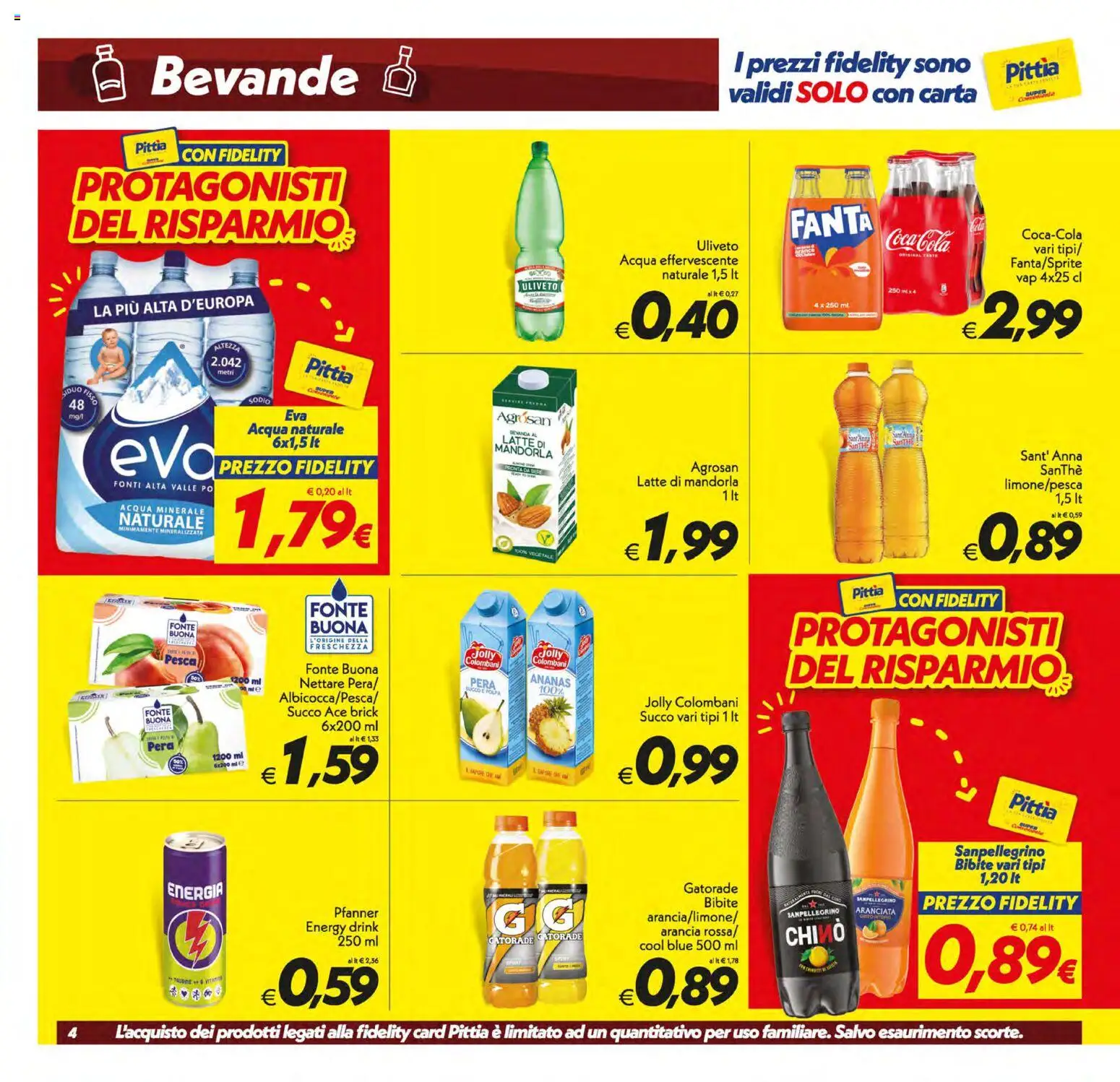 Volantino SuperConveniente del 30/06/2026 | Pagina: 4 | Prodotti: Acqua, Ananas, Pera, Fanta