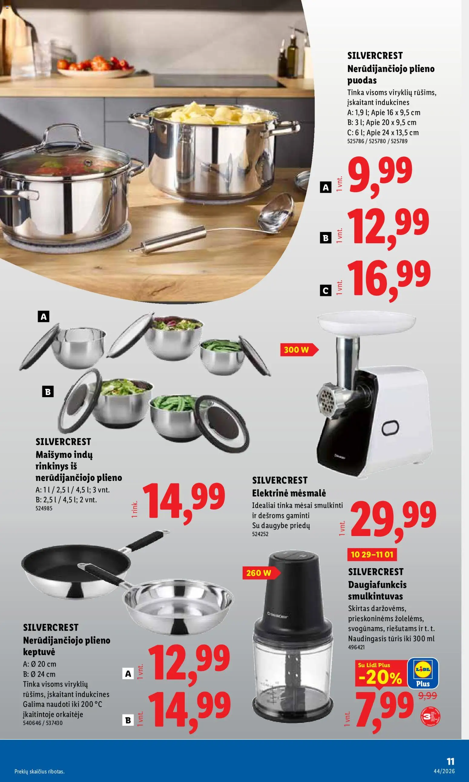 LIDL akcijos nuo 2026.10.26 | Puslapis: 11 | Prekių: Keptuvė, Puodas, Smulkintuvas