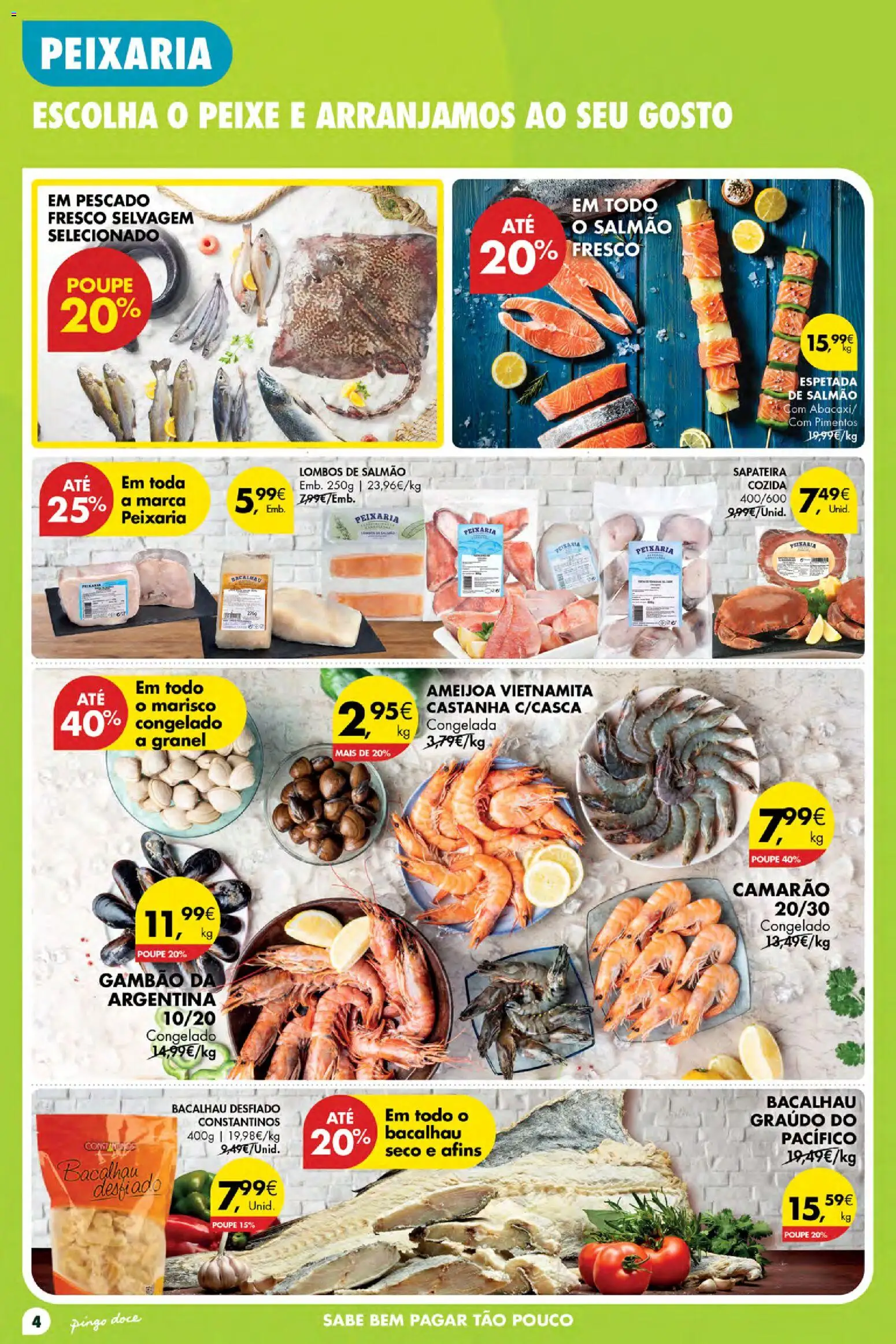 Pingo Doce Poupe Esta Semana Açores │ válido de 17/09/2026 | Página: 4 | Produtos: Bacalhau, Camarão, Salmão, Salmão fresco