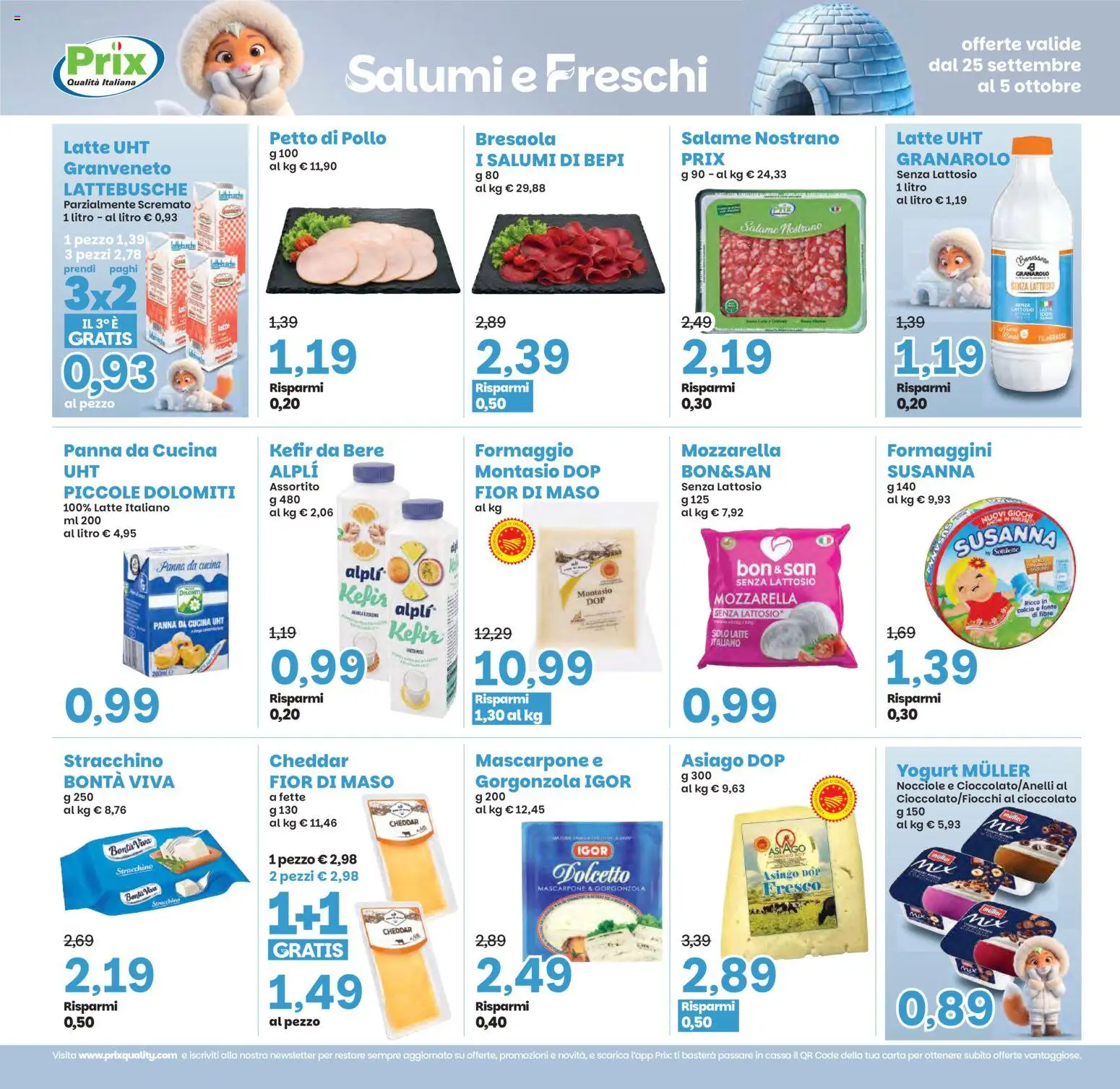 Volantino Prix del 25/09/2026 | Pagina: 11 | Prodotti: Yogurt, Cheddar, Mozzarella, Gorgonzola