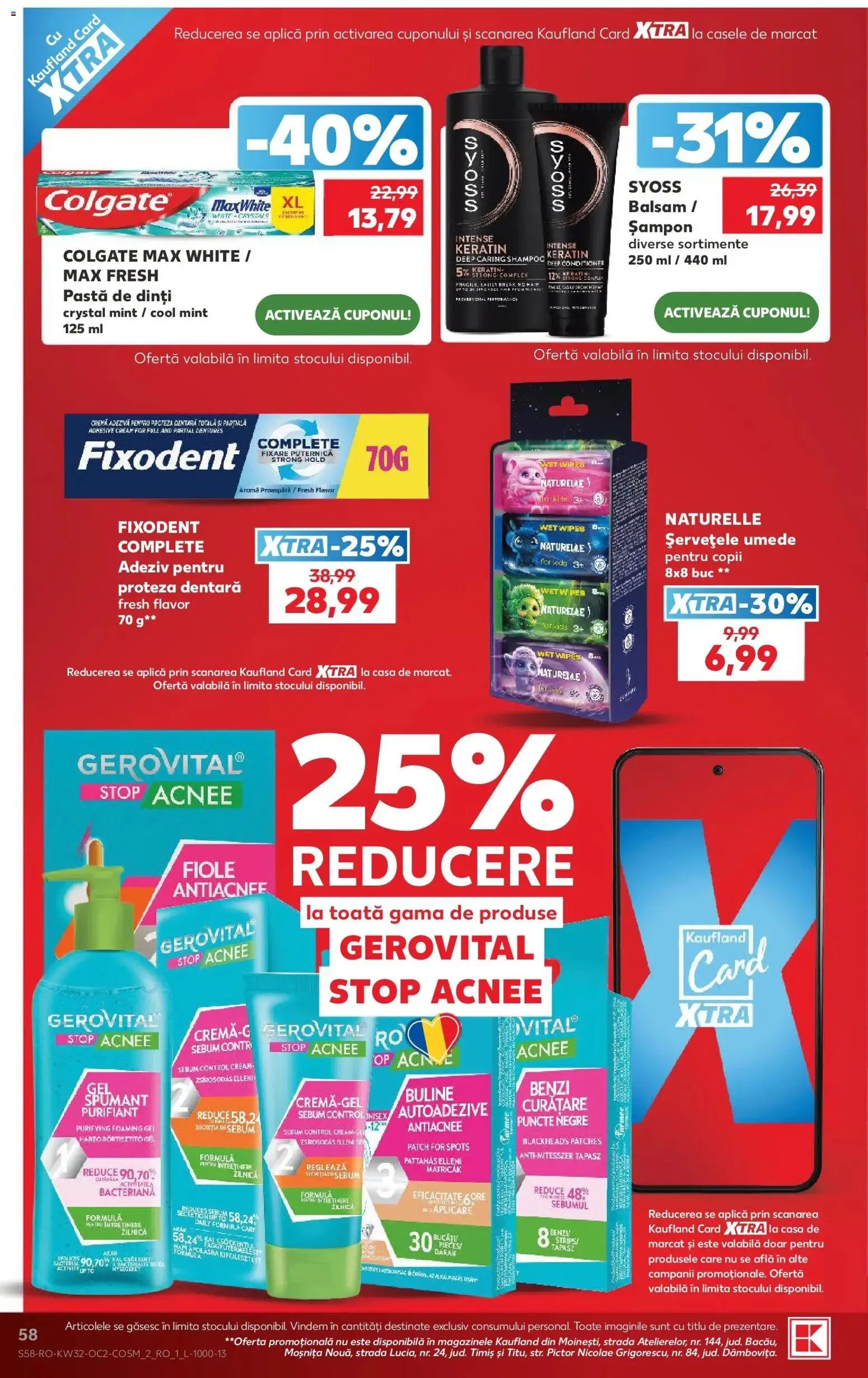 Noul catalog Kaufland – valabil de la 05.08.2026 | Pagină: 58 | Produse: Aplică, Șampon, Cremă, Șervețele umede