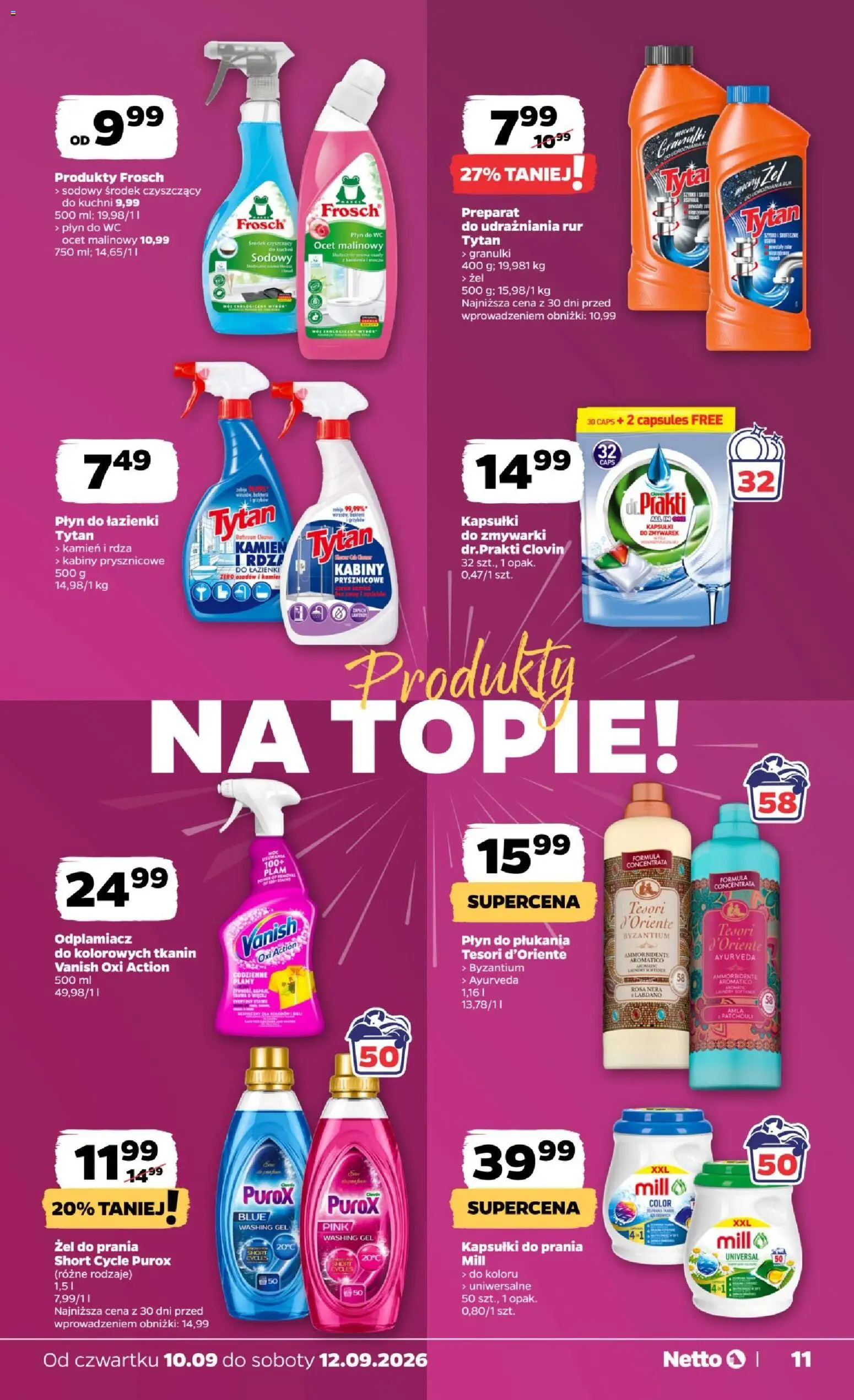 Netto gazetka od czwartku od 10.09.2026 | Strona: 11 | Produkty: Płyn do płukania, Kapsułki, Tesori d'oriente, Żel do prania