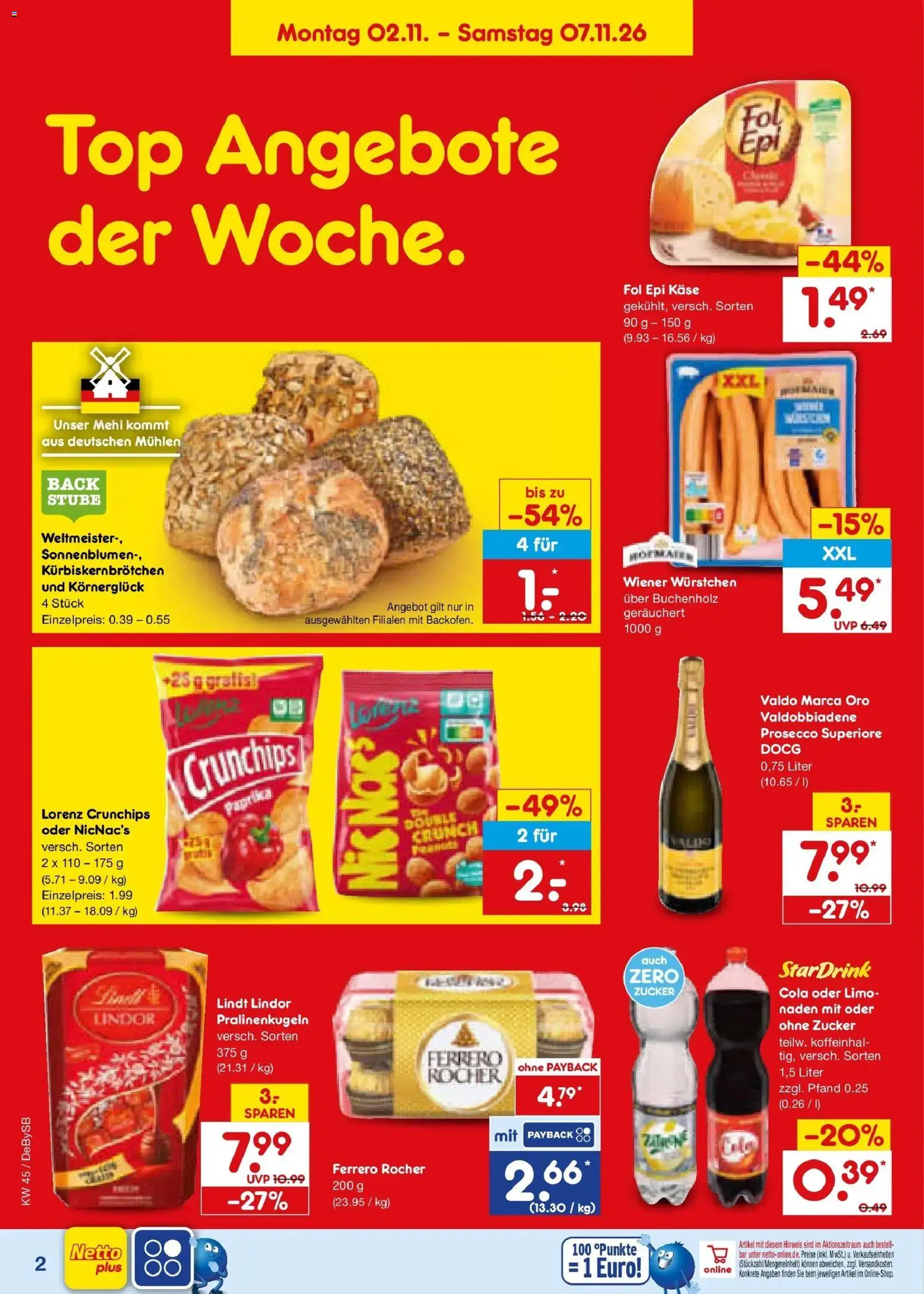 Netto Marken-Discount Prospekt Stuttgart – gültig ab 02.11.2026 | Seite: 2 | Produkte: Cola, Käse, Lindor, Lindt
