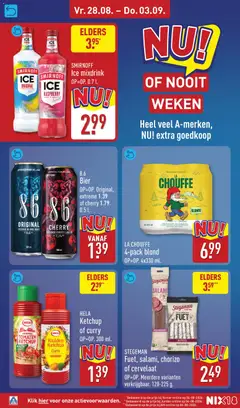 8.6 Bier, OP=OP. Original, extreme 1.39 of cherry 1.79. 0.5 L. - Voorbeeld van een folder van Aldi, geldig van 24-08-2026 | Pagina: 64