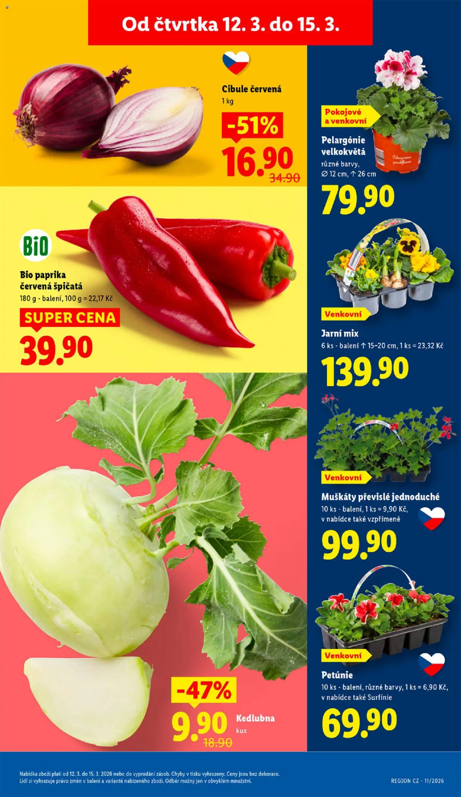 Lidl leták od 12.03.2026 | Strana: 11 | Produkty: Muškáty, Paprika, Paprika červená, Cibule