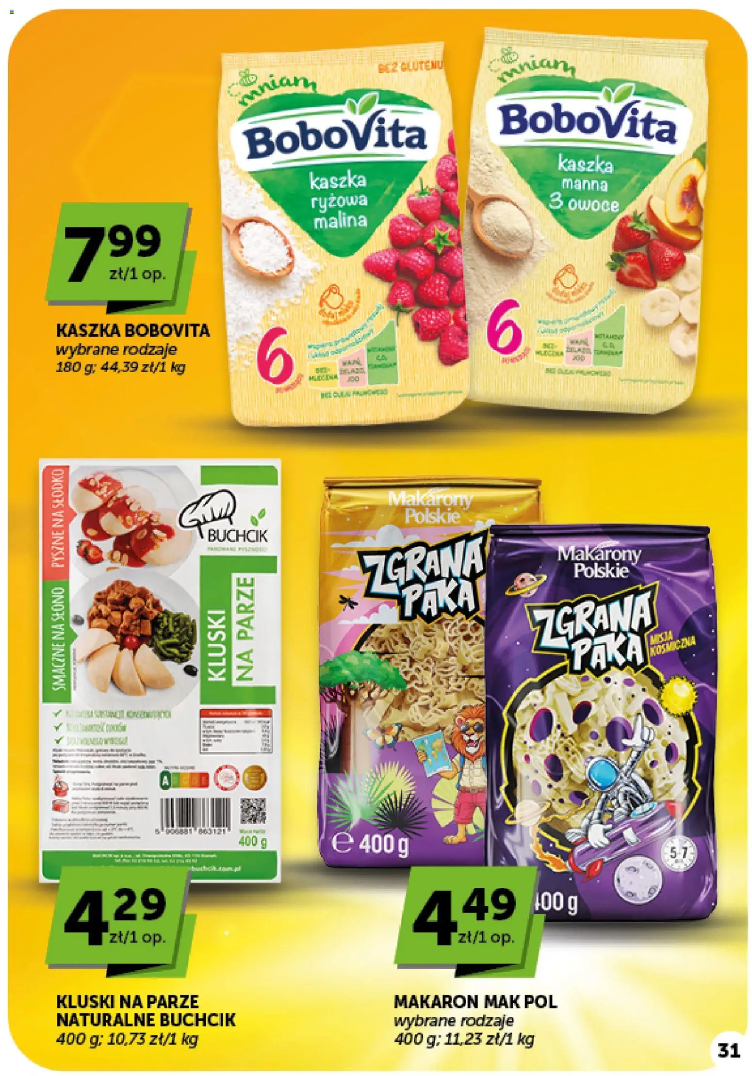 ABC gazetka od 01.10.2026 | Strona: 31 | Produkty: Mak, Kluski na parze, Kaszka manna, Owoce