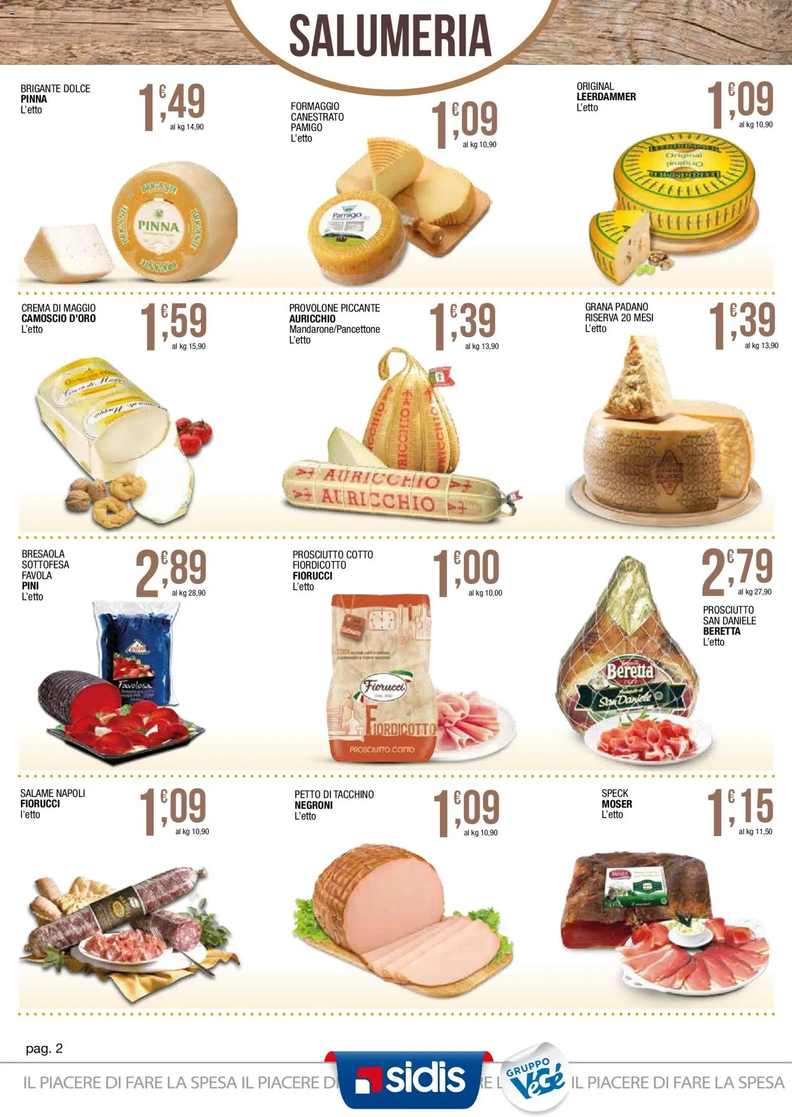 Volantino Sidis del 18.05.2026 | Pagina: 2 | Prodotti: Crema, Bresaola, Tacchino, Formaggio
