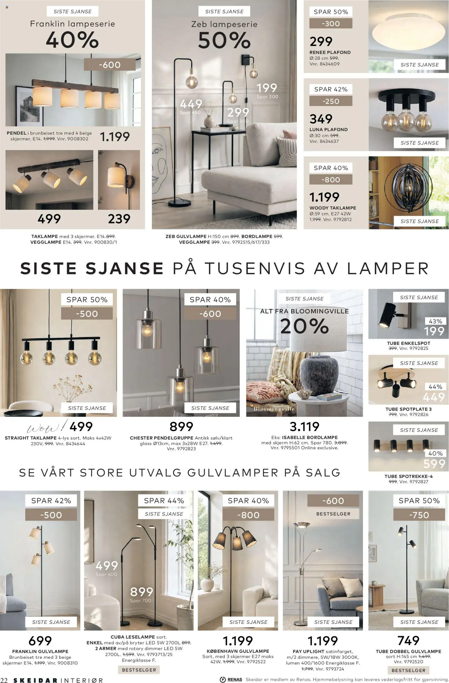 {H1} | Side: 22 | Produkter: Taklampe, Skjerm, Dimmer, Bordlampe