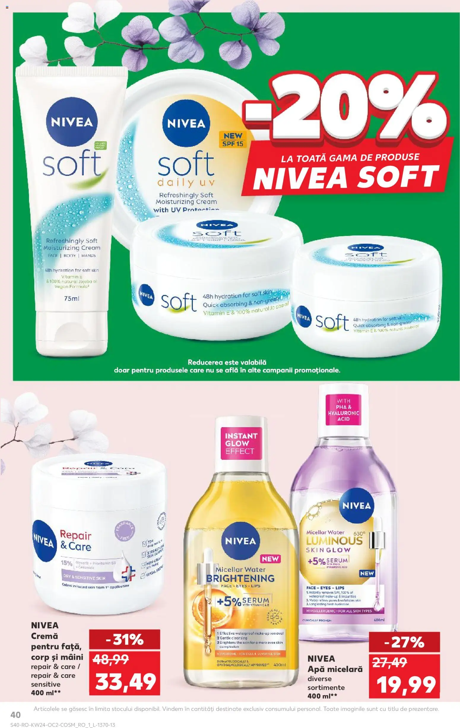Noul catalog Kaufland – valabil de la 10.06.2026 | Pagină: 40 | Produse: Serum, Cremă, Apă micelară, Apă