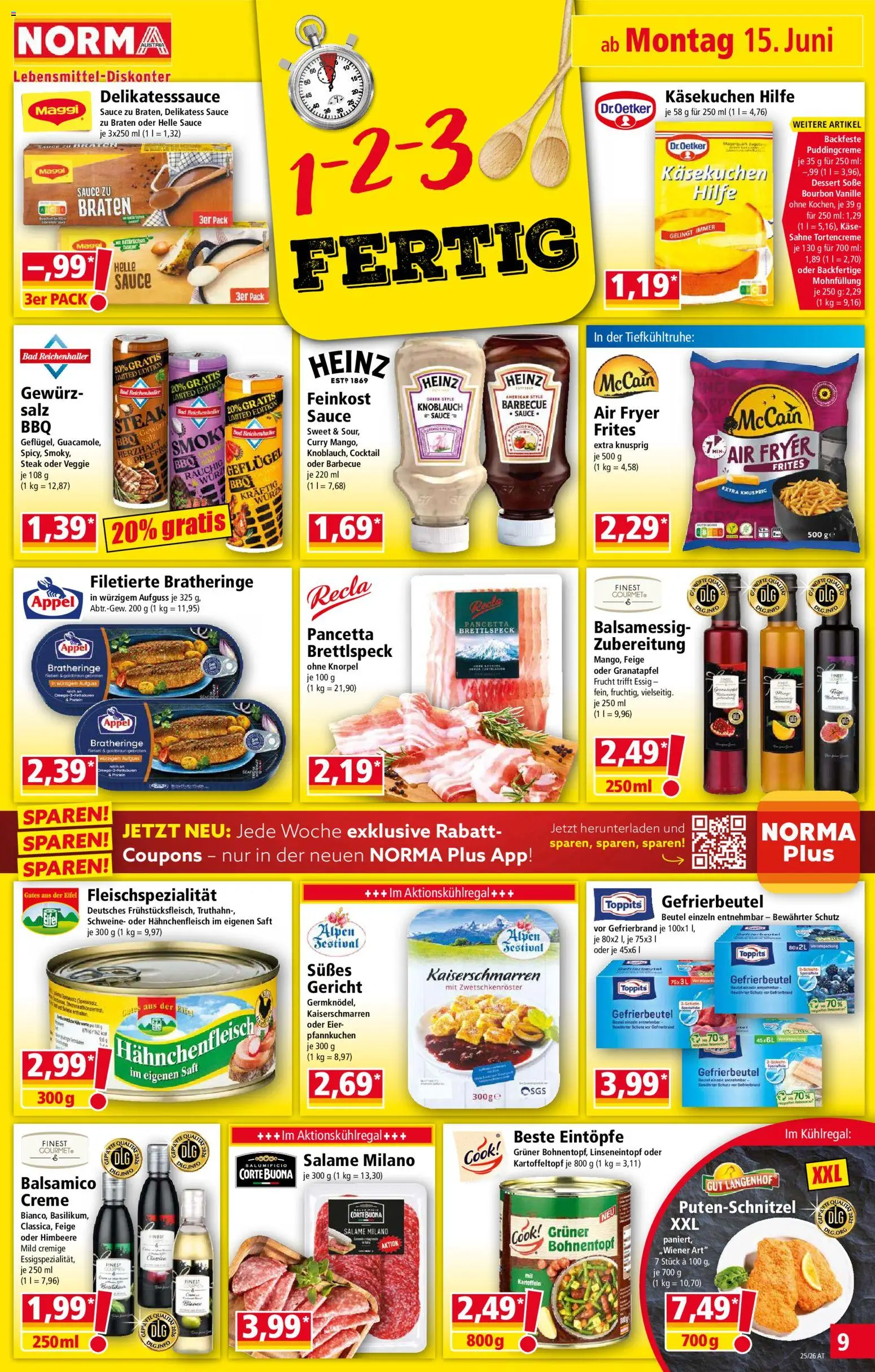Norma Flugblatt gültig ab 15.06.2026 | Seite: 9 | Produkte: Knoblauch, Bad, Eier, Saft