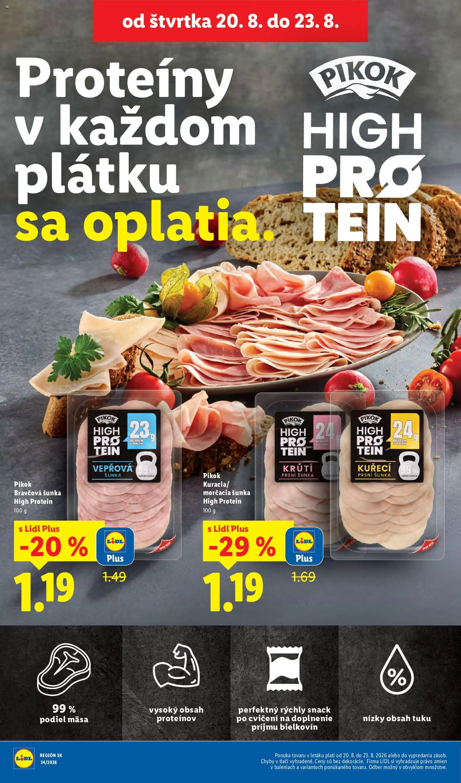 Nové Lidl akcie – leták je platný od 17.08.2026 | Strana: 72 | Produkty: Šunka, Protein