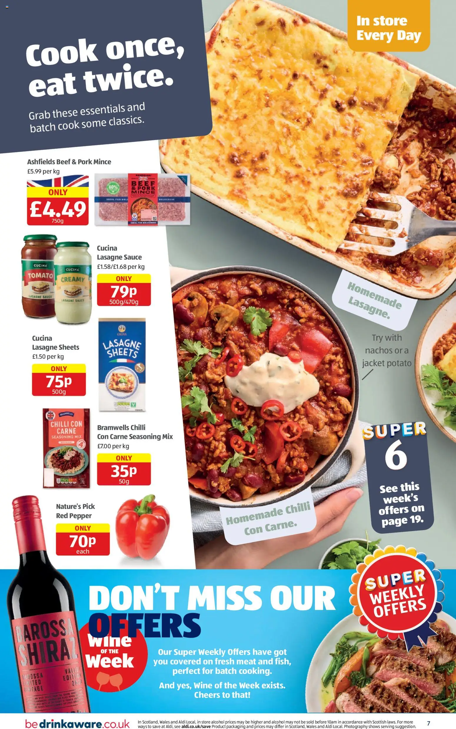 {H1} | Page: 7 | Products: Lasagne, Beef, Meat, Pepper
