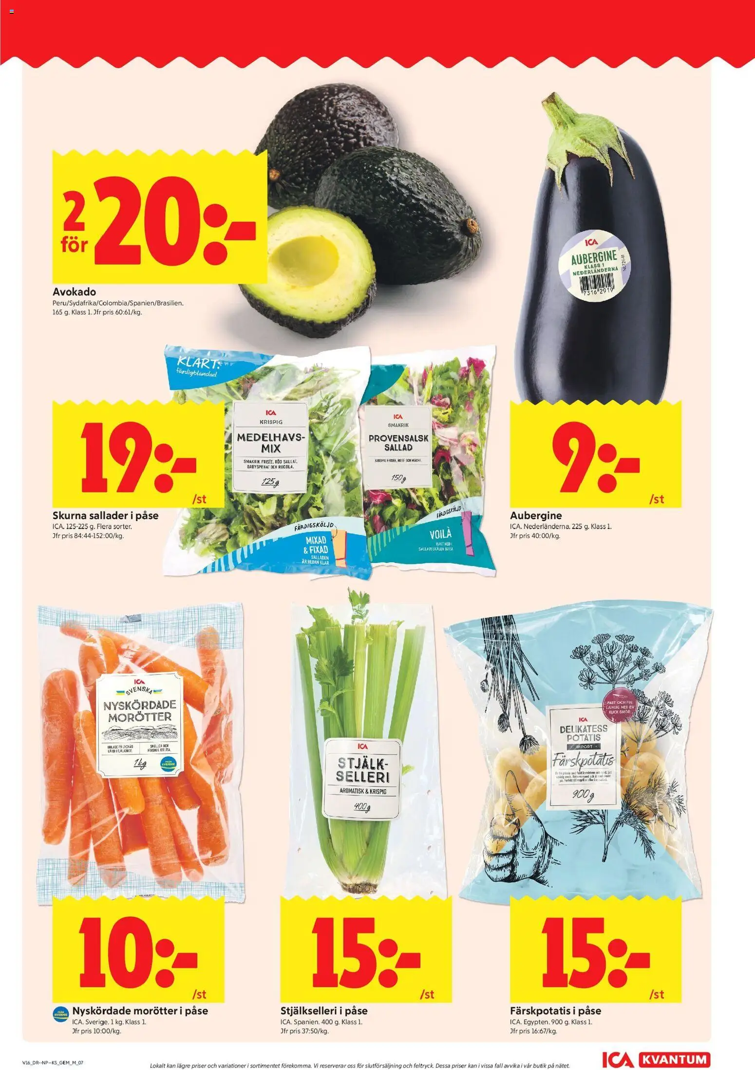 ICA Kvantum reklamblad aktuell från 13.04.2026 | Sida: 7 | Produkter: Färskpotatis, Babyspenat, Smör, Sallad