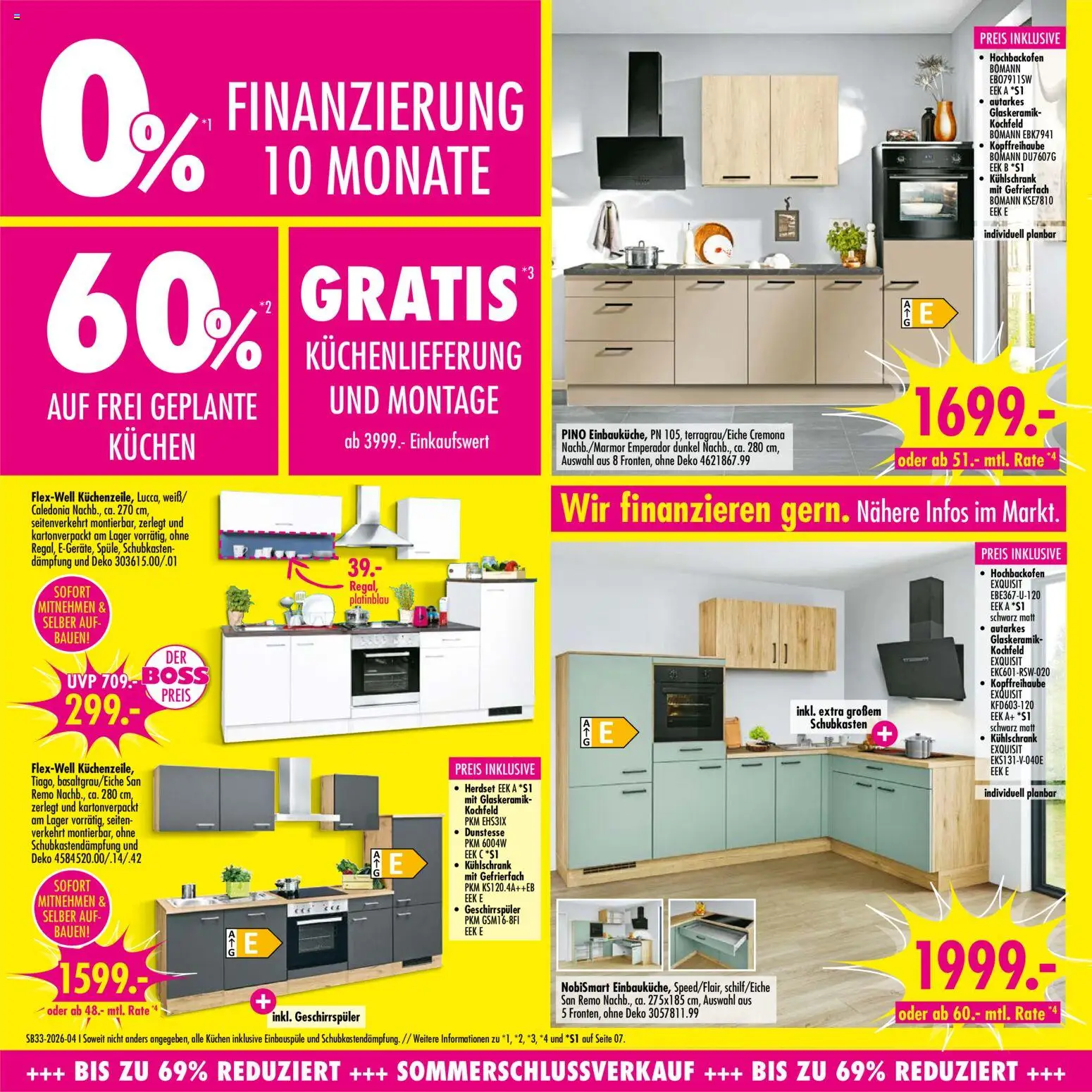SB Möbel Boss Prospekt – gültig ab 08.08.2026 | Seite: 4 | Produkte: Geschirrspüler, Kühlschrank, Kochfeld, Kuchen