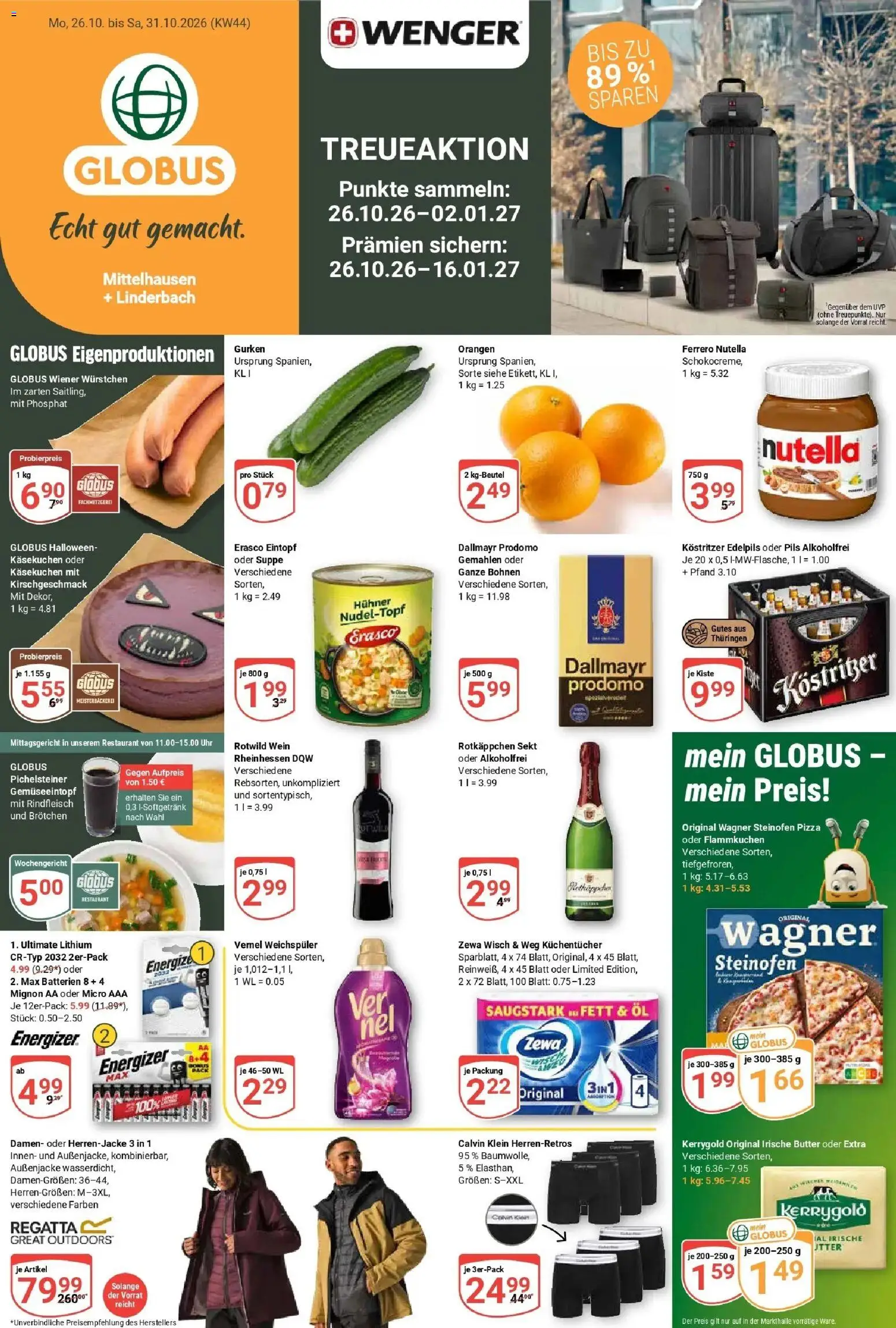 Globus Prospekt Erfurt-Linderbach (ab 26.10.2026) » Angebote online | Seite: 1 | Produkte: Dallmayr, Weichspüler, Rotkäppchen, Pizza