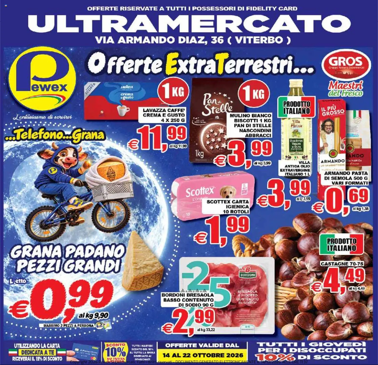 Volantino Pewex del 14/10/2026 | Pagina: 1 | Prodotti: Crema, Pasta, Basso, Lavazza