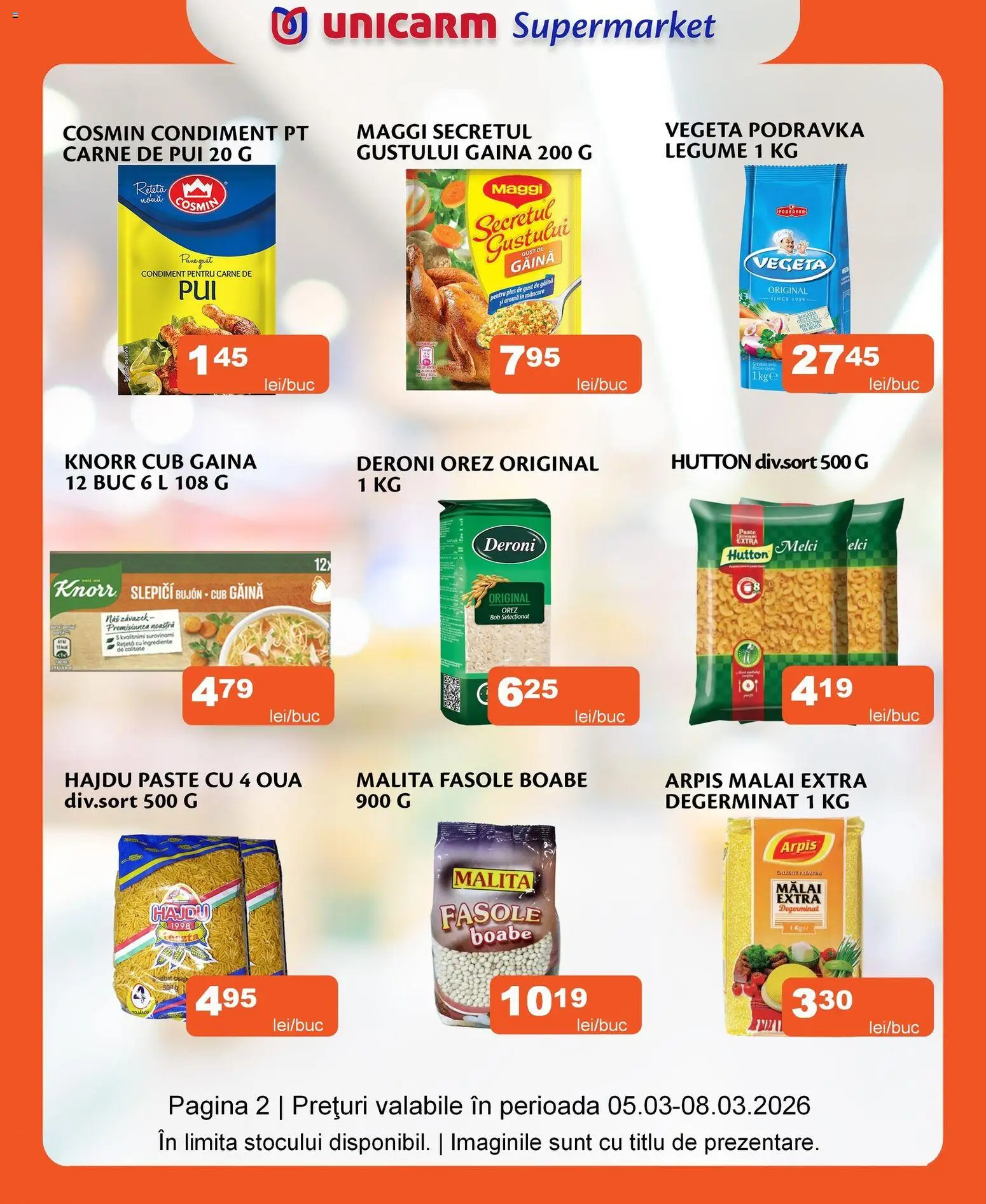 Noul catalog Unicarm – valabil de la 05.03.2026 | Pagină: 4 | Produse: Hacıyatmaz Kedi Oyuncağı, Carne De Pui, Paste, Legume